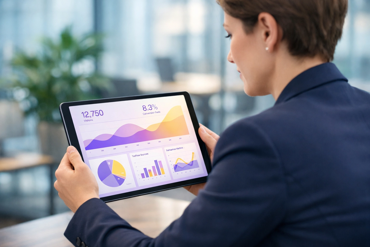 Expert analyzing a data dashboard to optimize growth marketing for professional services.