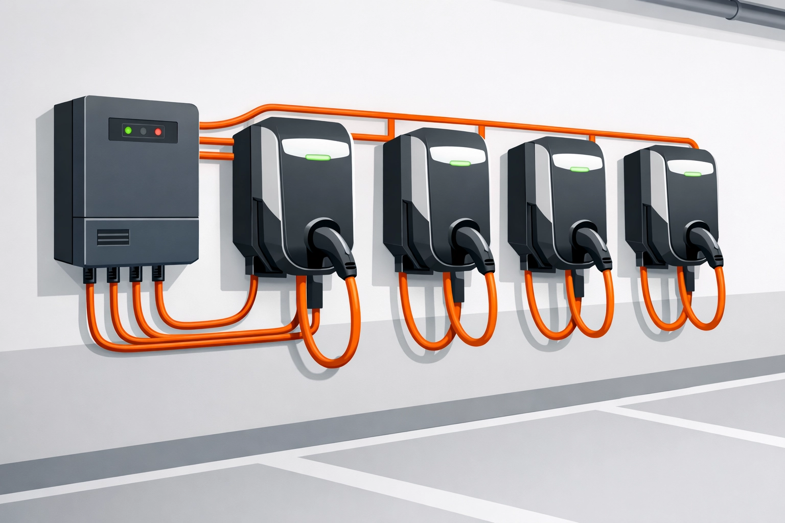 Wallbox-Installation mit intelligentem Lastmanagement für Wohnanlagen