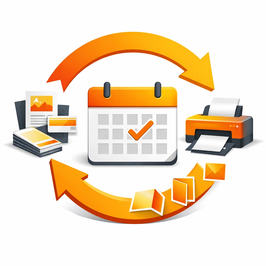 Subscription-based printing model with recurring revenue cycle illustration