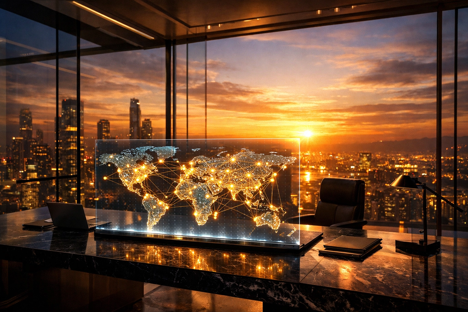 Futuristic command center showing a global network for decentralized Web3 payment infrastructure.