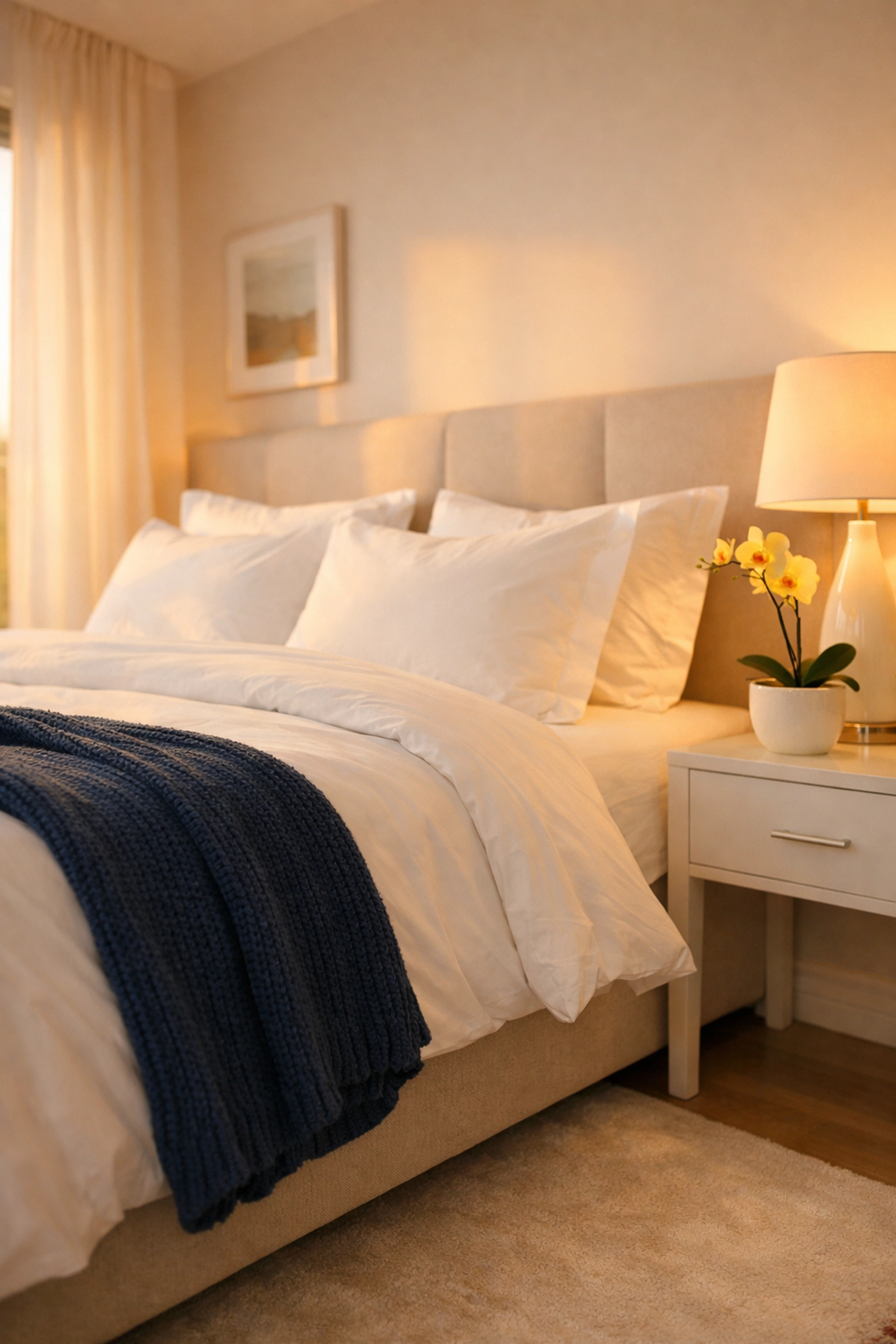 Pristine master bedroom showcasing the peace of mind provided by professional weekly house cleaning in Westford.