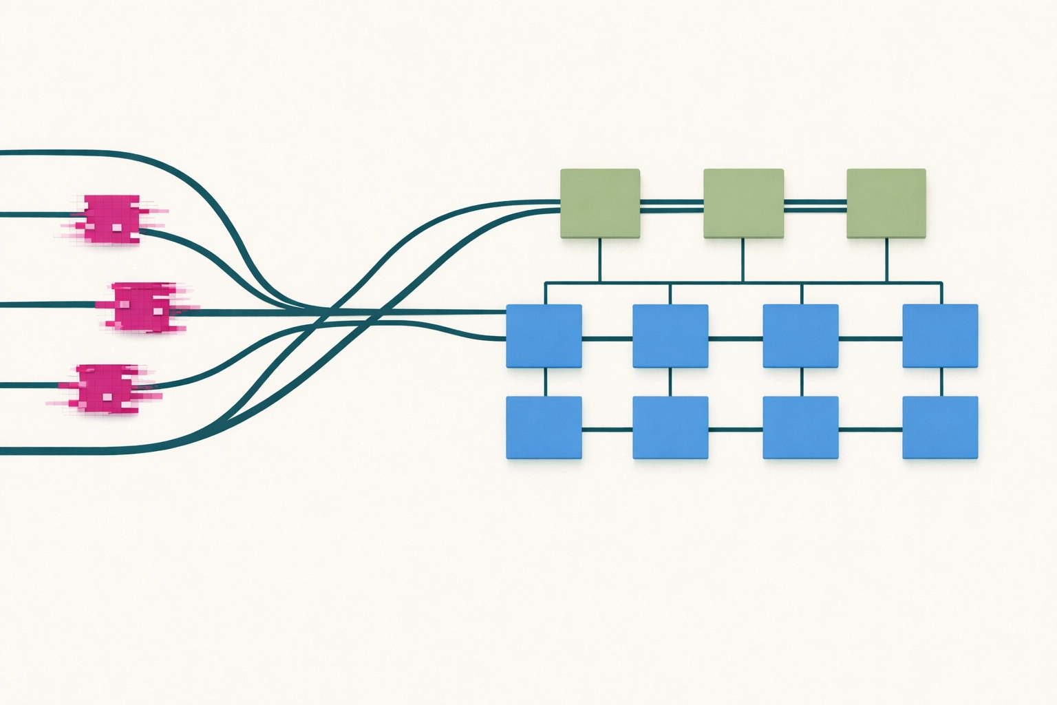 Blueprint of clean digital paths bypassing broken nodes to show strategic URL mapping and site architecture.