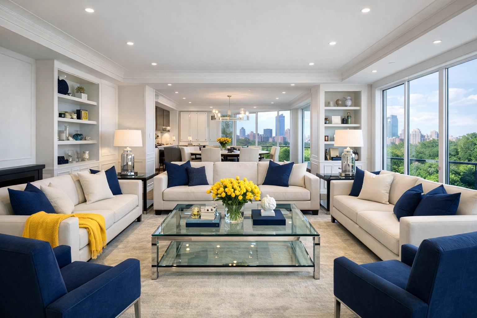 A perfectly clean and organized Boston living room showing the results of Ninja deep cleaning services.