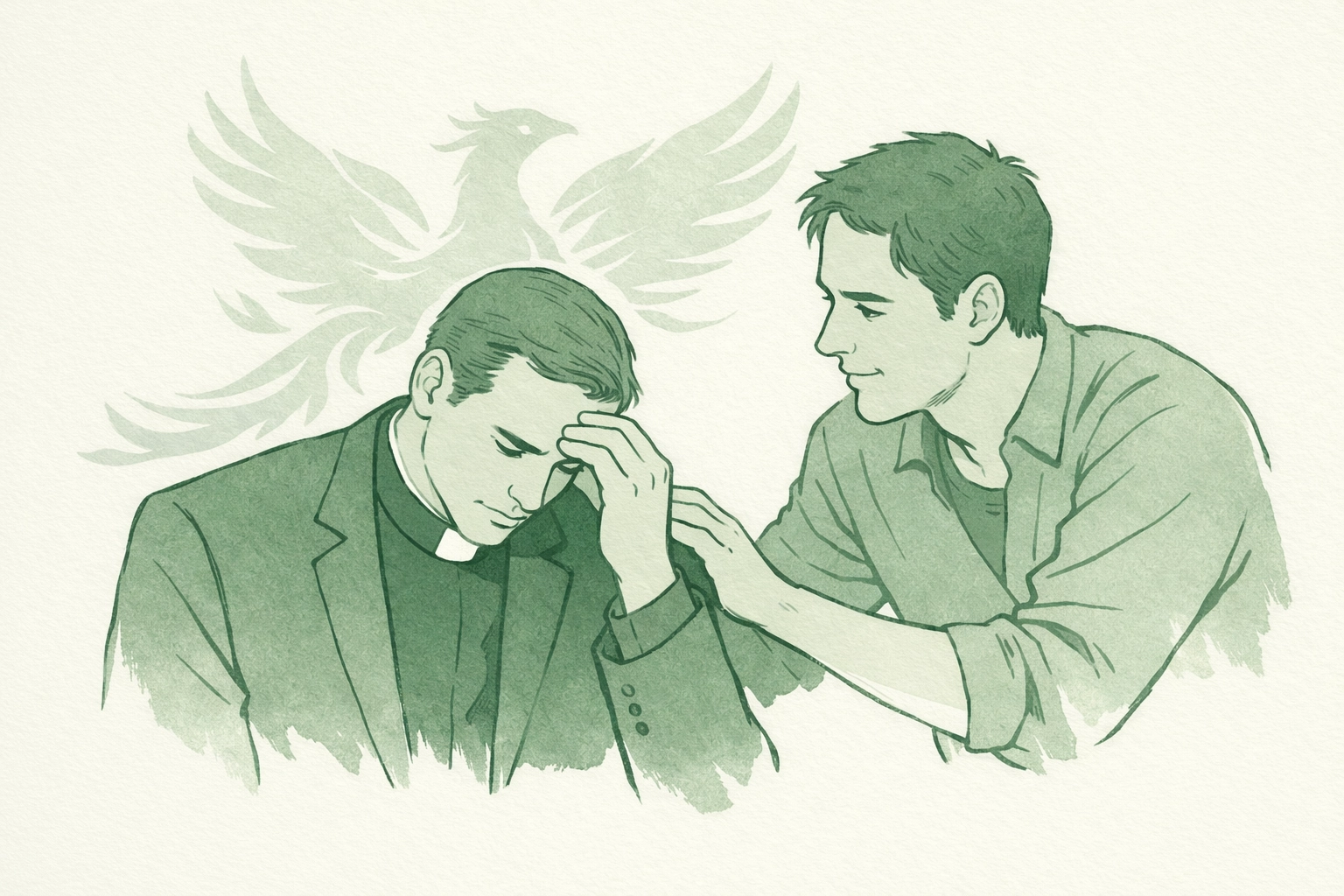 Religious leader and partner navigating faith struggles - gay romance about spiritual transformation