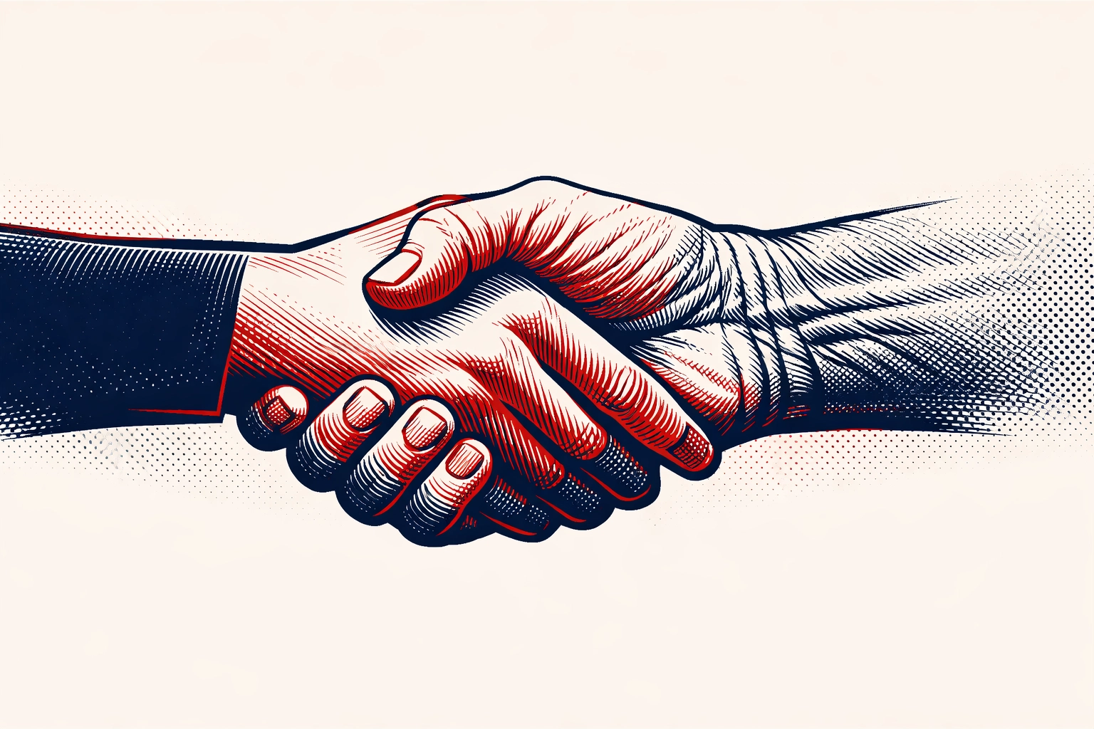 Two hands from different generations shaking to represent unity and shared values in the South Carolina community.