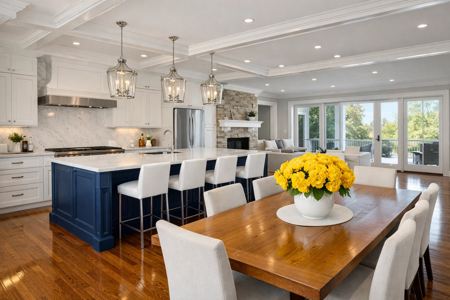 A sparkling clean kitchen and dining area after a professional house cleaning in Westborough.