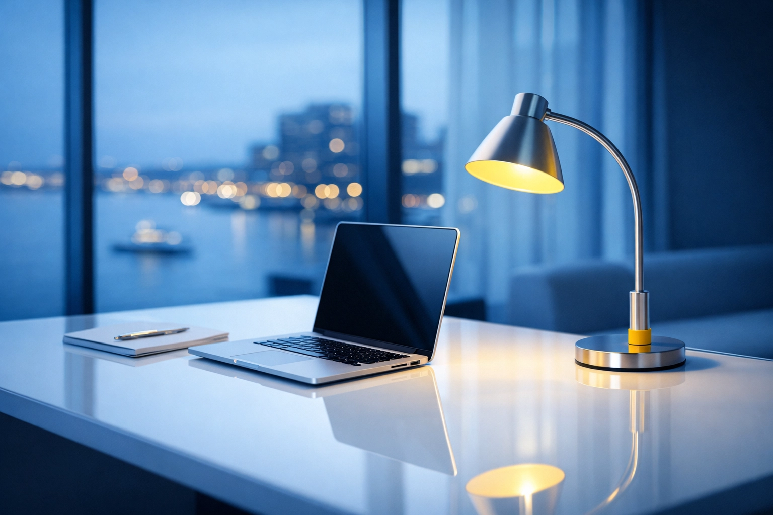 Clean startup workstation in Boston Seaport showing professional office cleaning for local businesses.