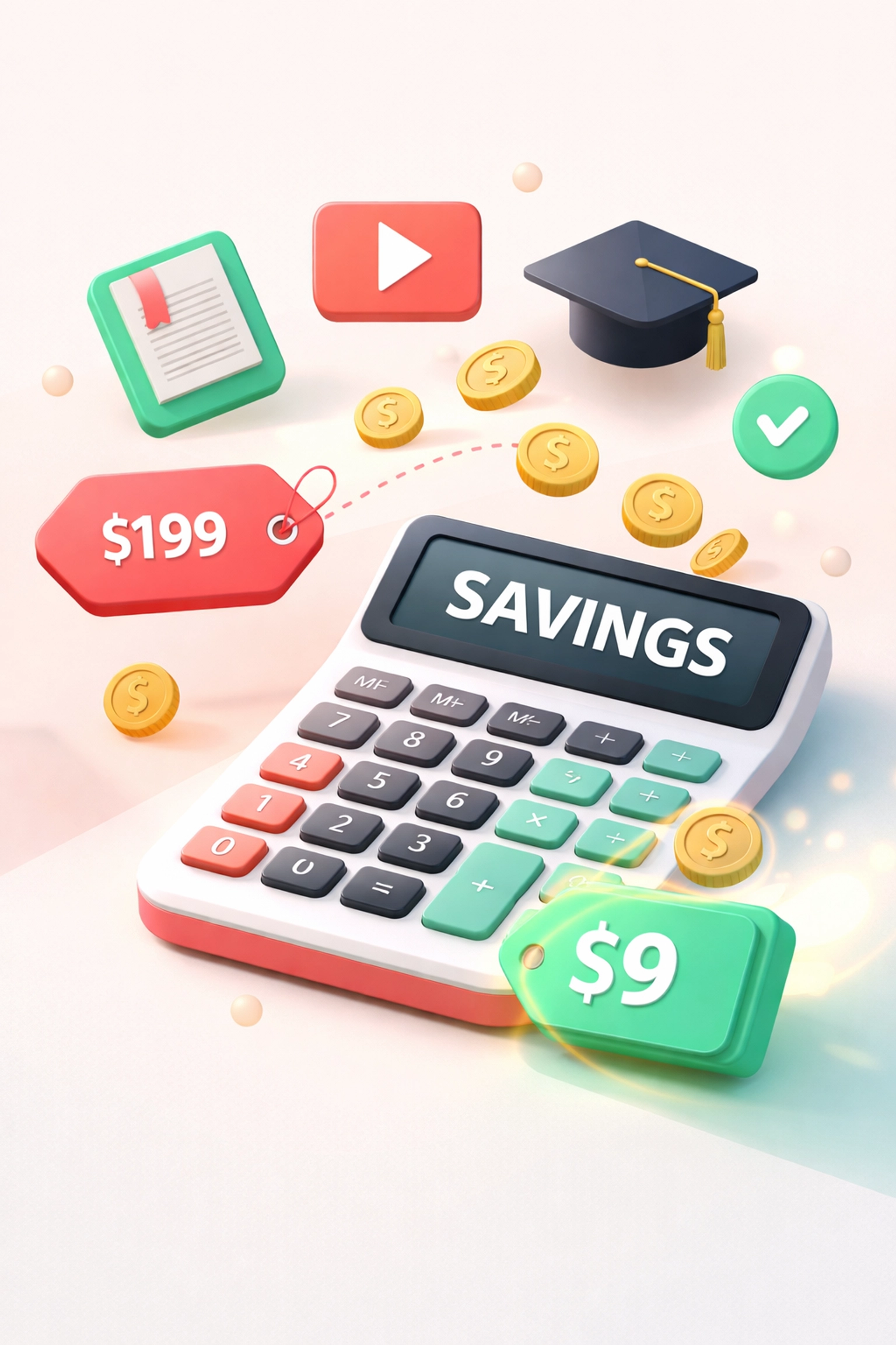 Affordable affiliate marketing course represented by savings calculator and digital product icons highlighting low-cost options