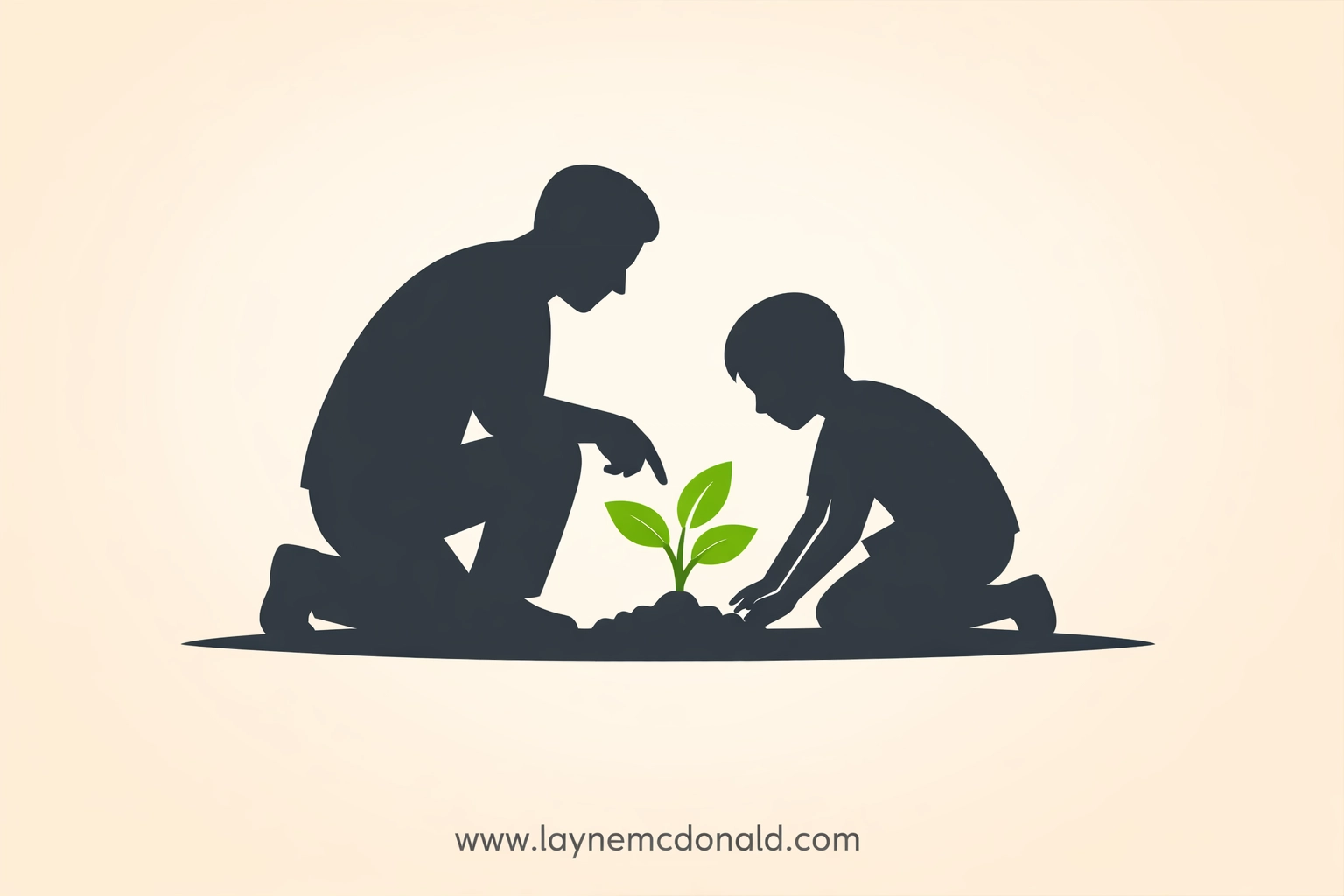 Vector art of a mentor and youth planting a tree together to symbolize investing in the next generation.