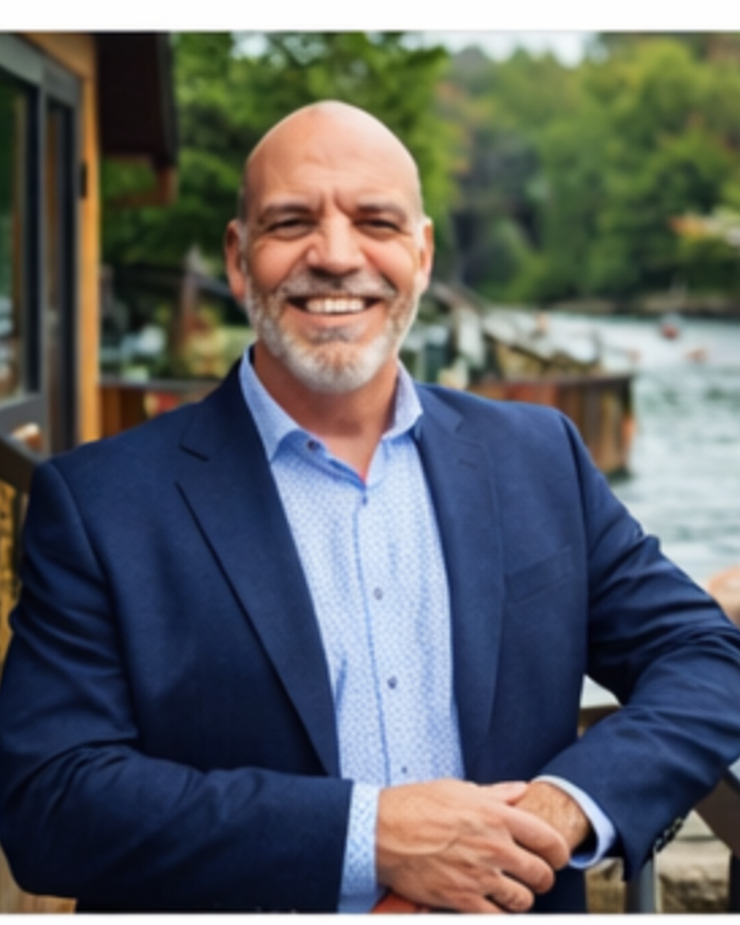 Professional man at lakeside property for Cocks International Realty Inc.