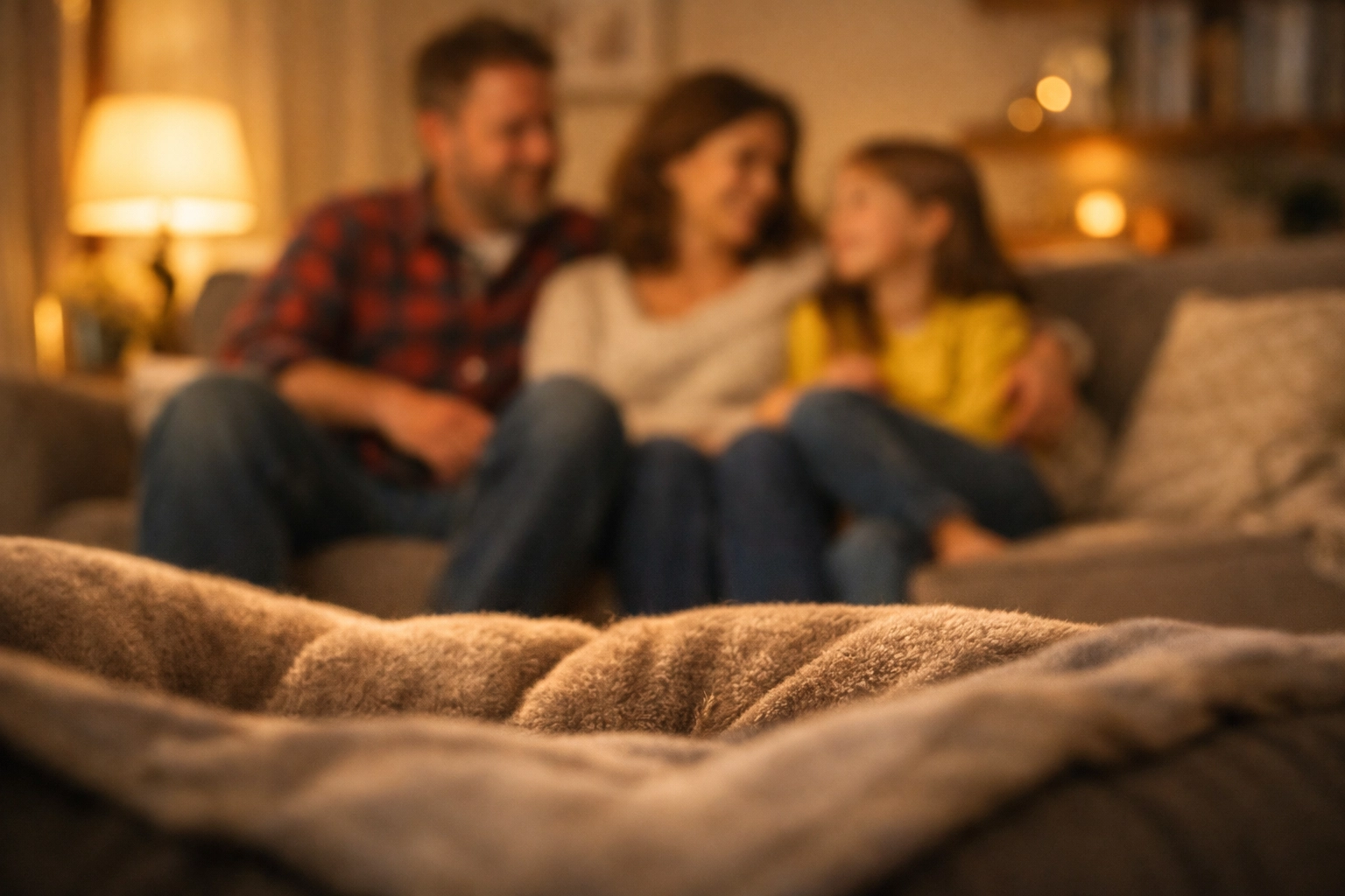 Empty dog bed in family living room ready to welcome a rescue dog home