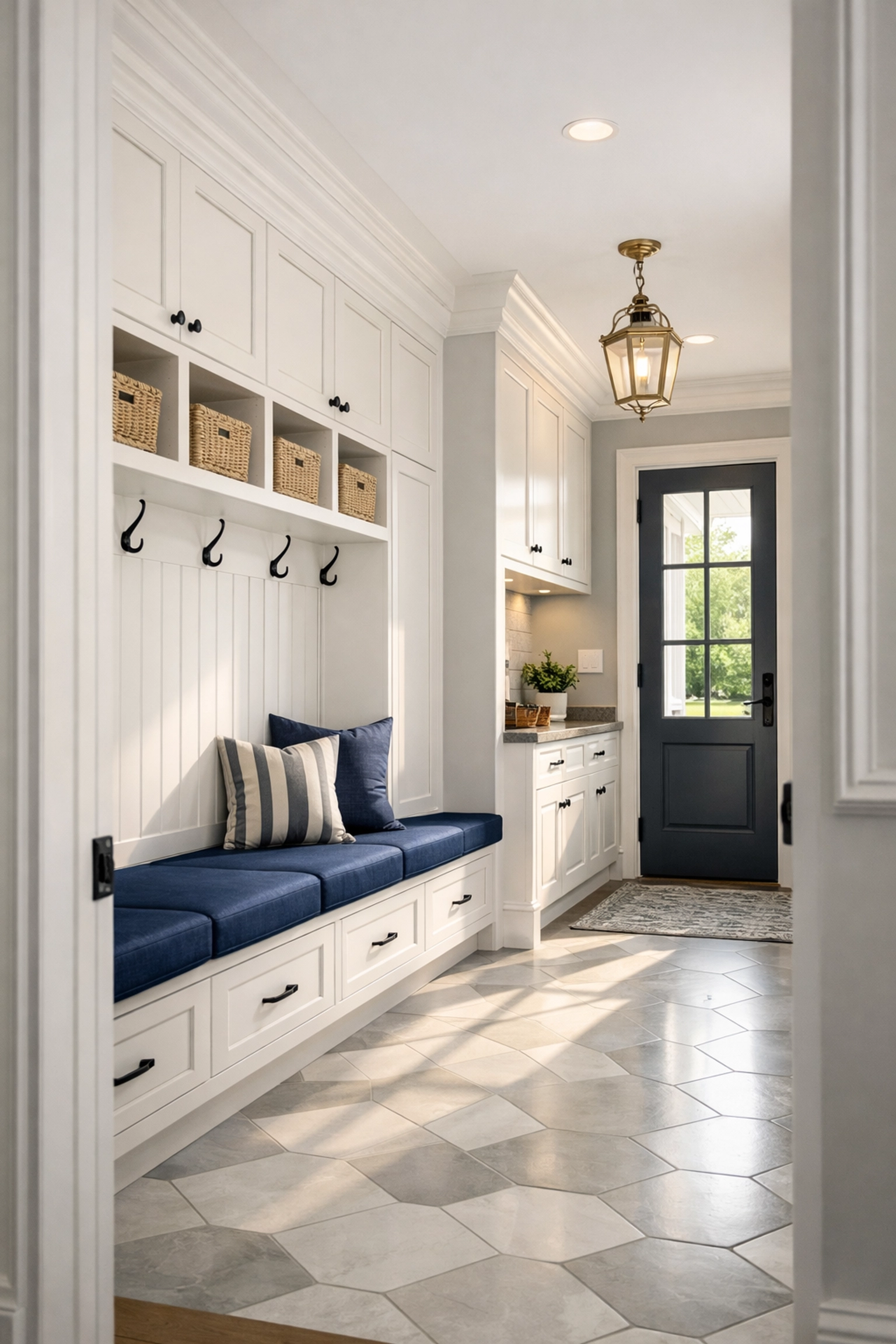 Decluttered luxury entryway ready for a deep scrub by residential house cleaning services MA.