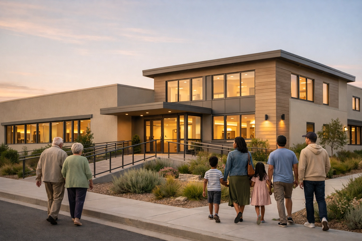 Renovated building transformed into Housing Hub community facility with accessible entrance
