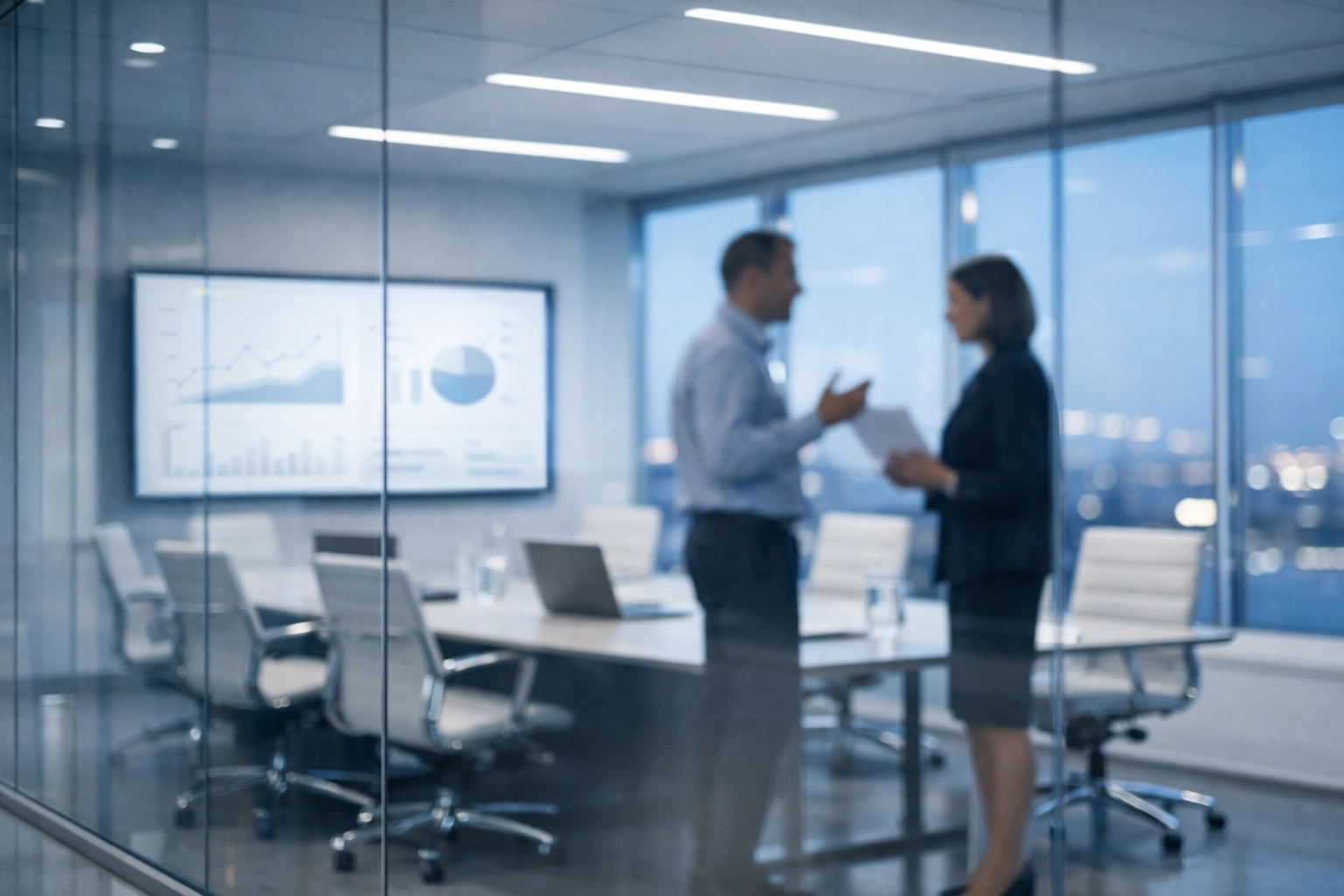 Business professionals collaborating in a modern office to analyze data-driven brand insights