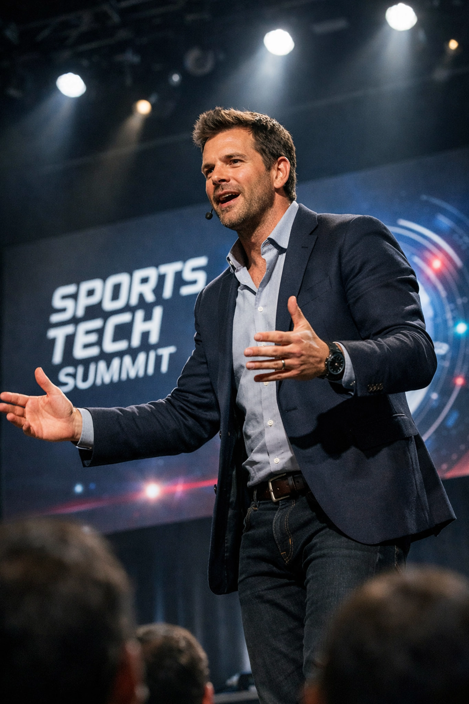 CEO Dan Kost presenting at a sports technology summit about 40 years of expertise in digital marketing.