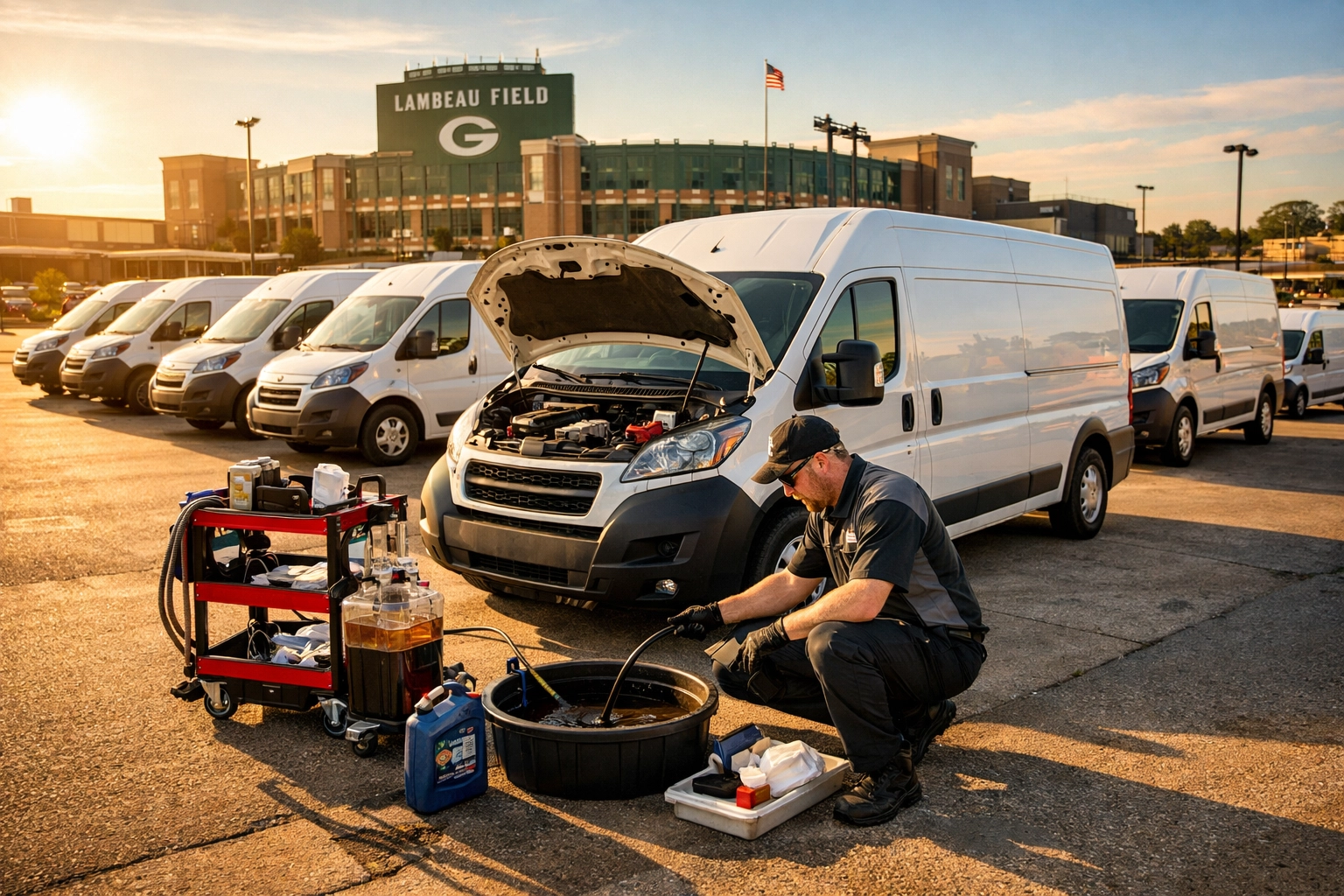 On-site fleet maintenance and mobile oil changes for commercial delivery vans in Green Bay.