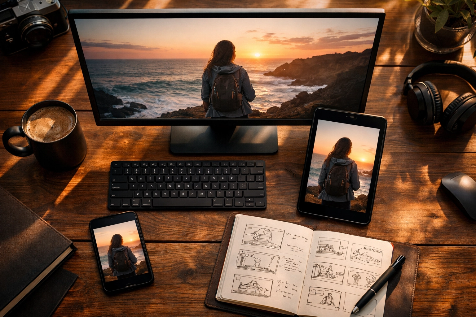 Video content displayed across multiple devices and formats for repurposing strategy