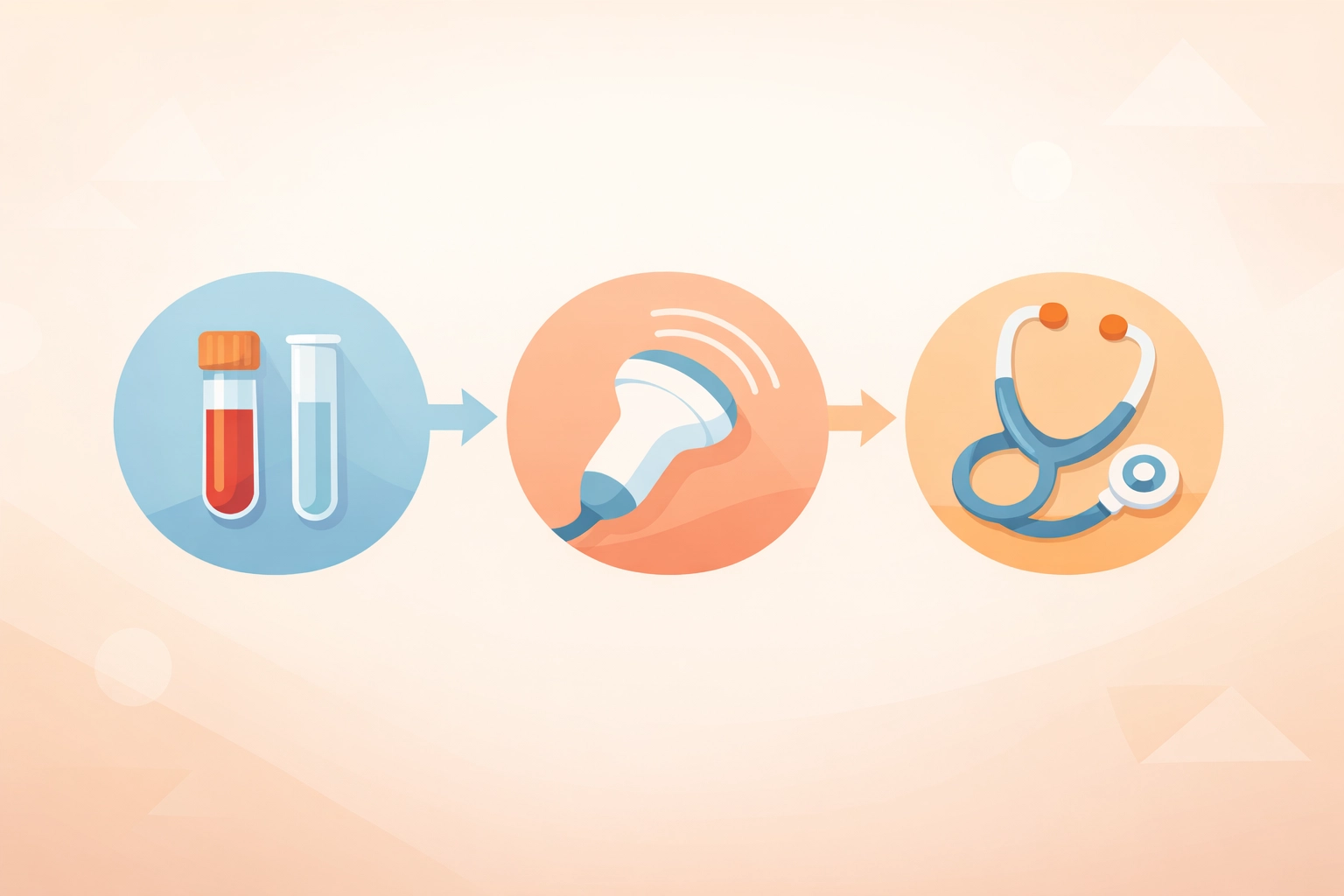 Medical screening process diagram showing blood tests, ultrasound, and physical exam stages for surrogates