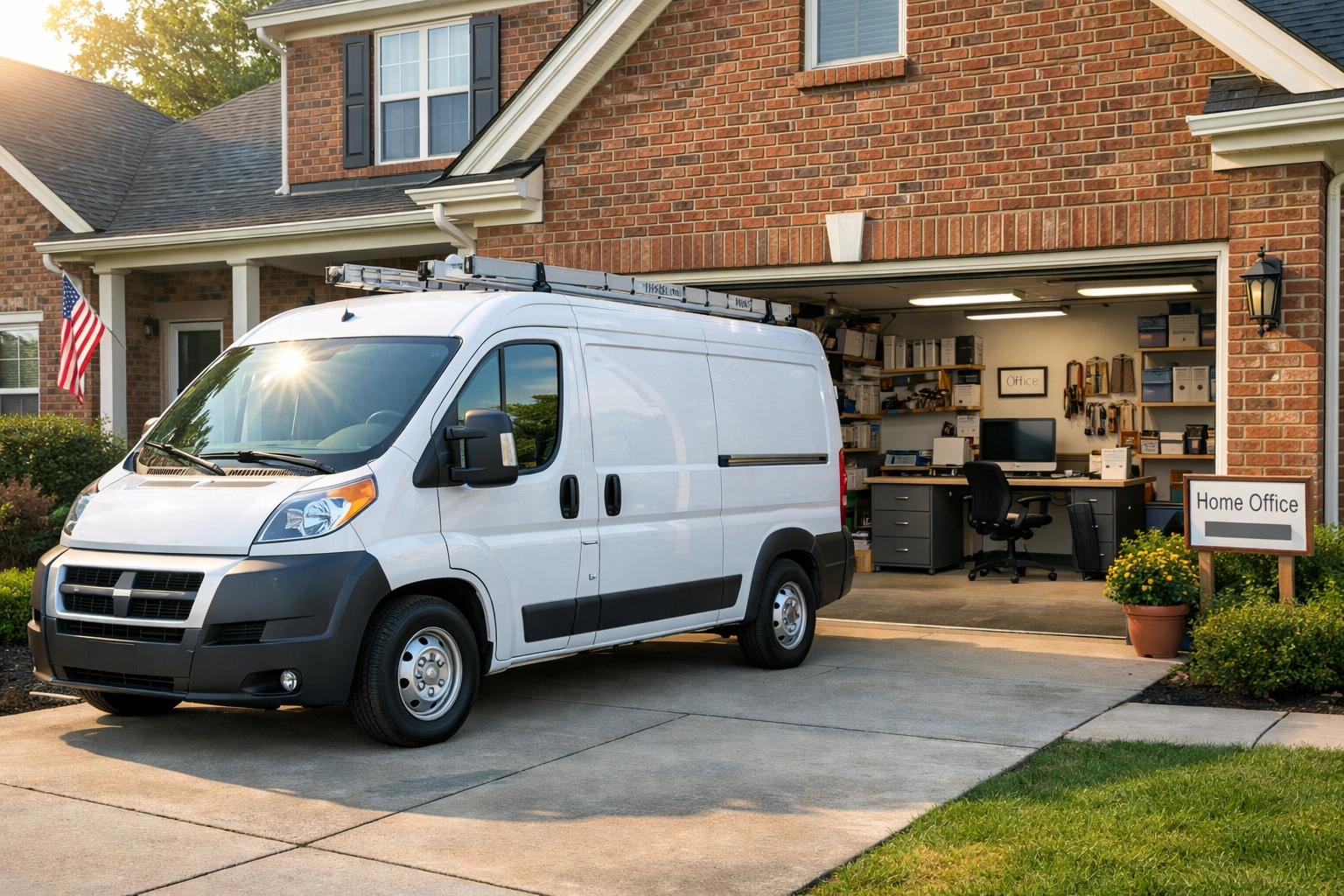 Professional service van at a home office for Google Business Profile verification.