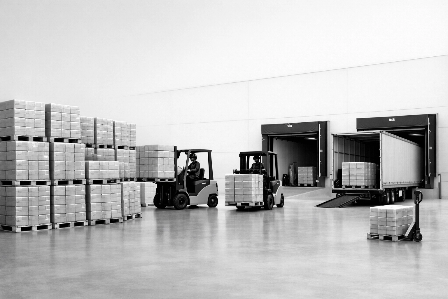 Almacén y área de embarques: distribución y logística para productos plásticos