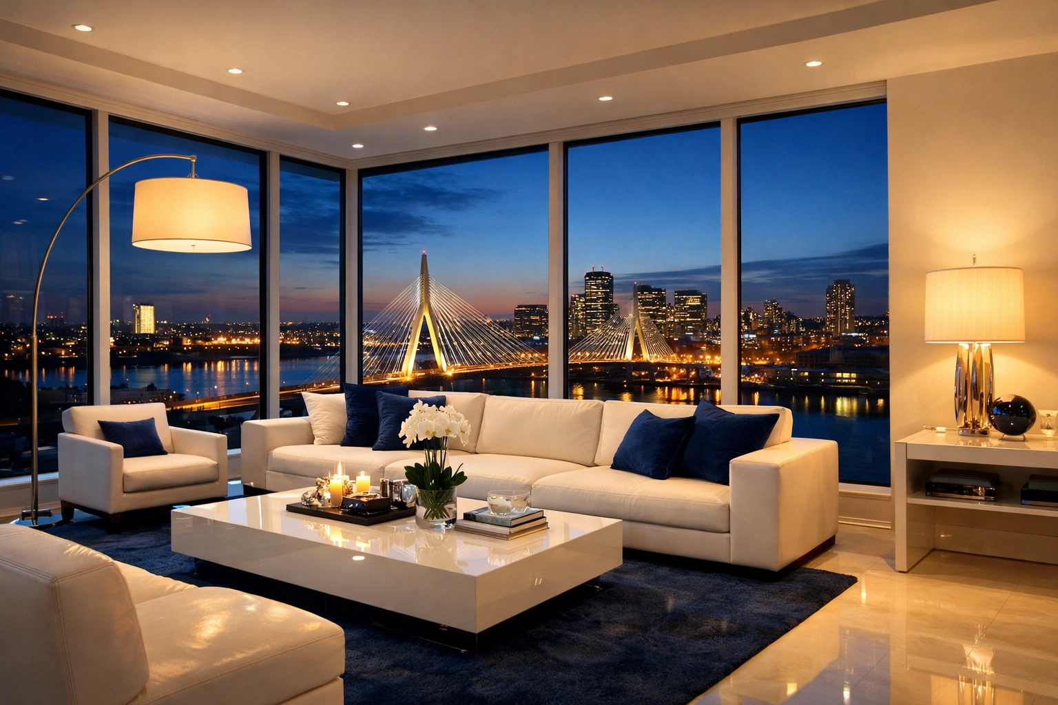 Ultimate apartment cleaning Boston transformation in a luxury penthouse featuring spotless surfaces and city views.
