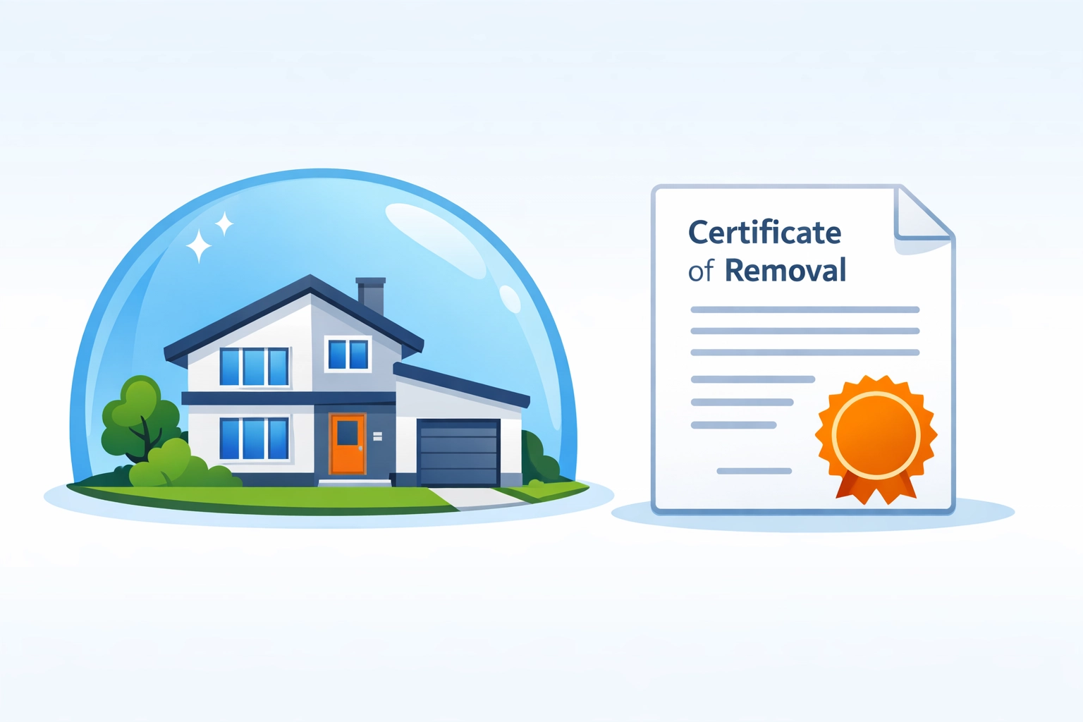 A spray foam removal certificate providing house protection and mortgage compliance.