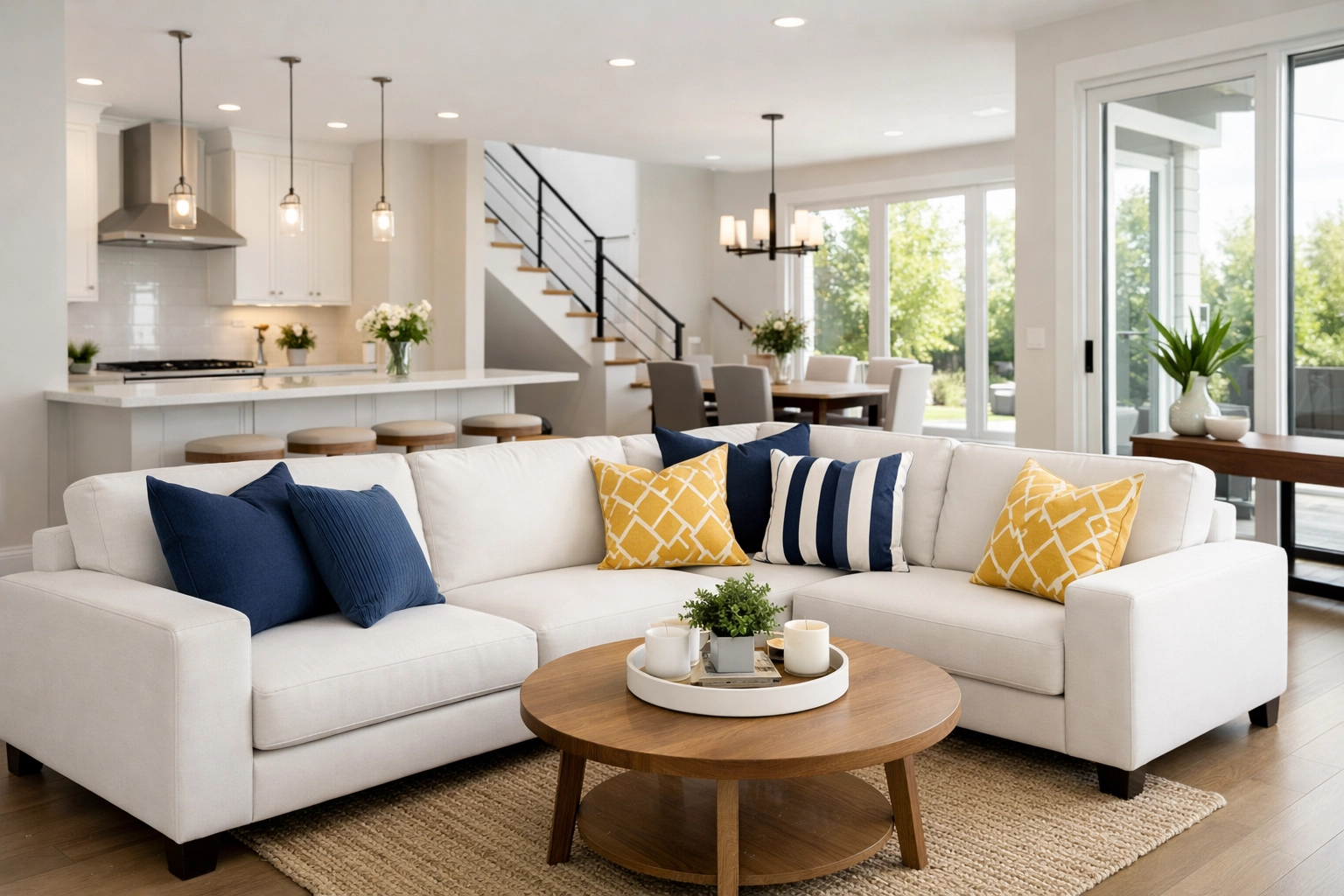 Clutter-free modern home interior in Bolton, MA showing the results of routine house cleaning.