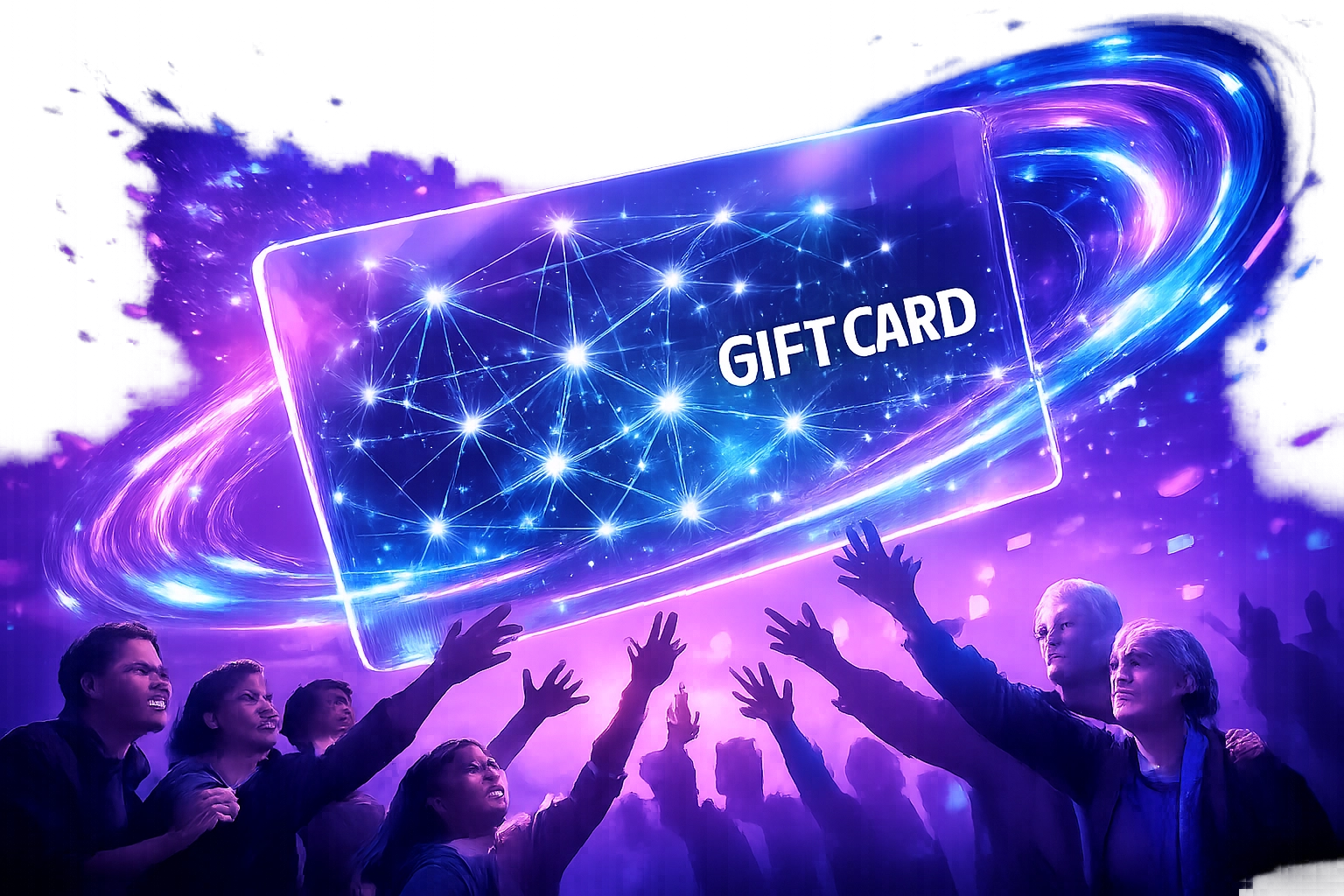 Larecoin gift card with blockchain network enabling easy crypto payments for non-crypto customers