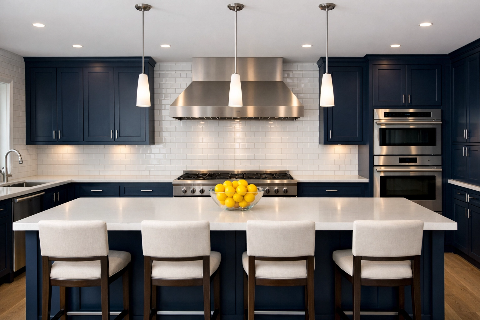 Spotless modern farmhouse kitchen showcasing professional Wenham residential cleaning and organized luxury interiors.