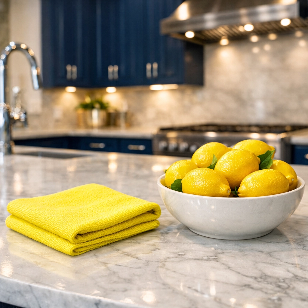 Professional deep cleaning of a Westford kitchen marble countertop, ensuring a spotless and sanitized home.