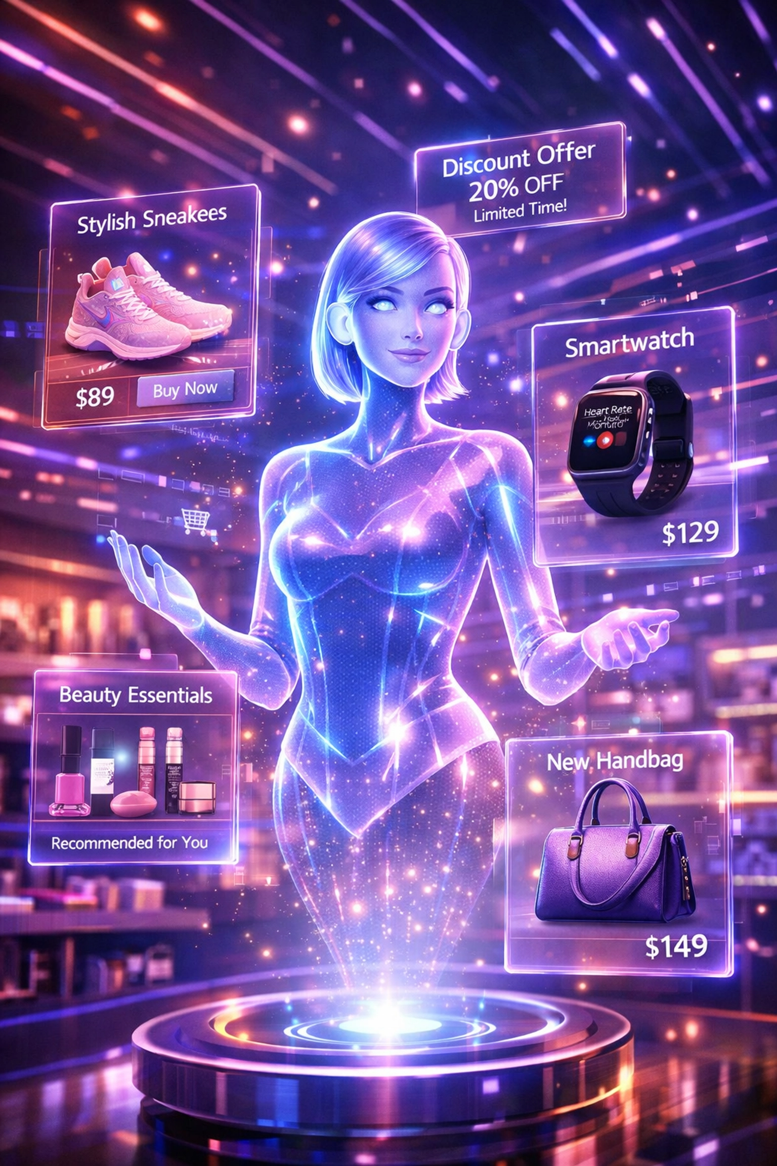 AI shopping assistant providing personalized crypto payment recommendations in digital retail environment