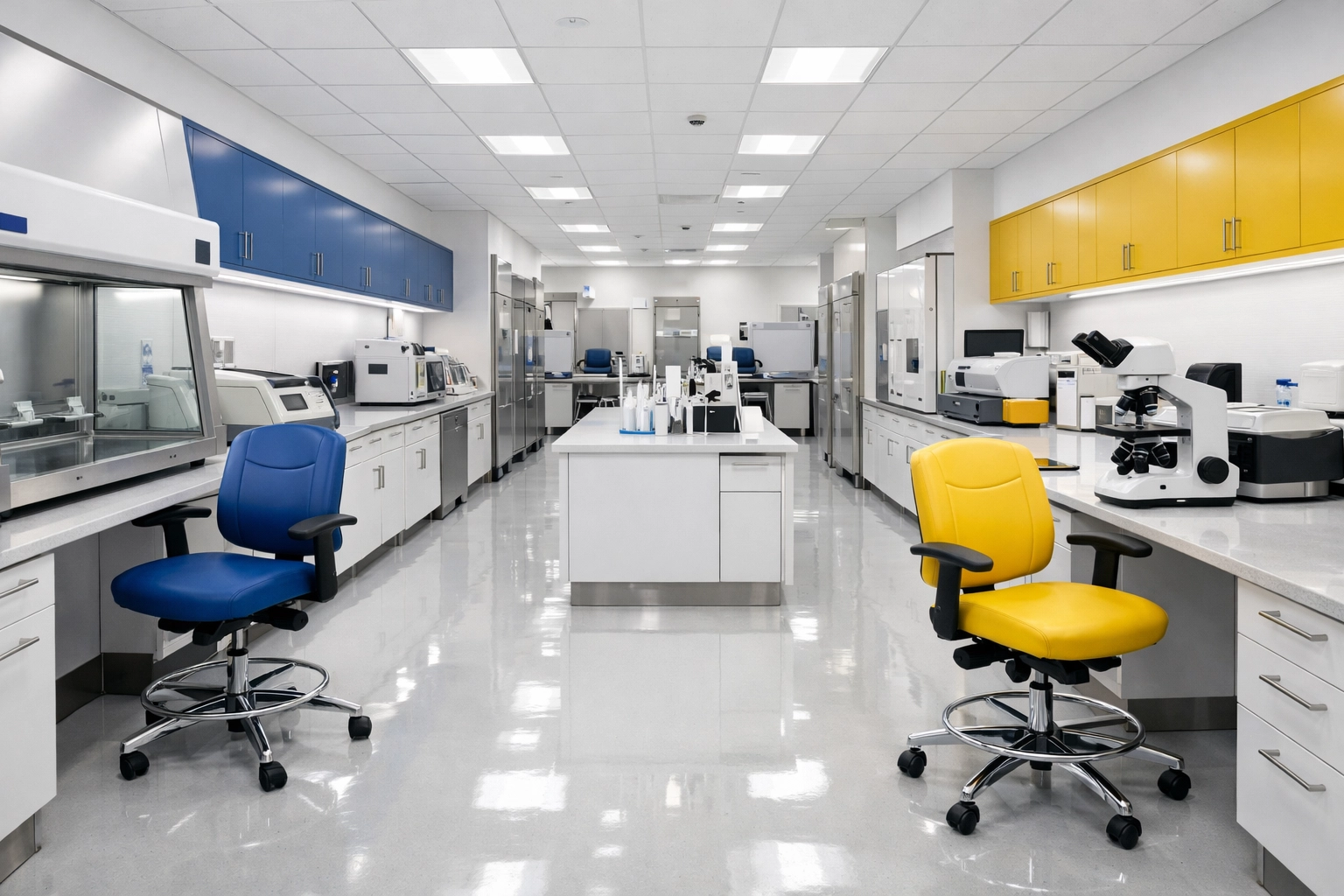 Sterile medical laboratory with polished surfaces maintained by expert janitorial services Massachusetts.