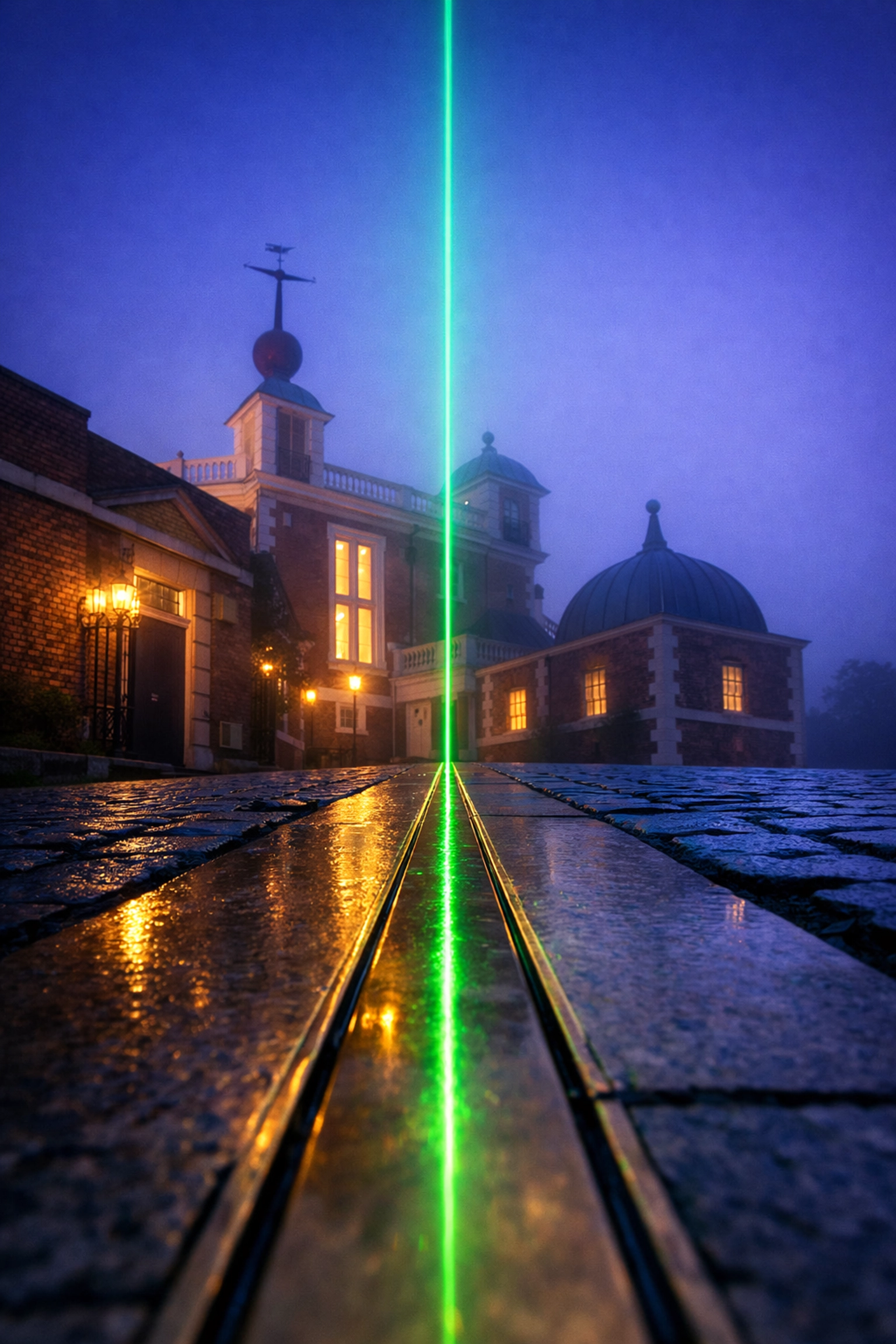 The Prime Meridian line at Royal Observatory Greenwich marking UTC zero for global time coordination.
