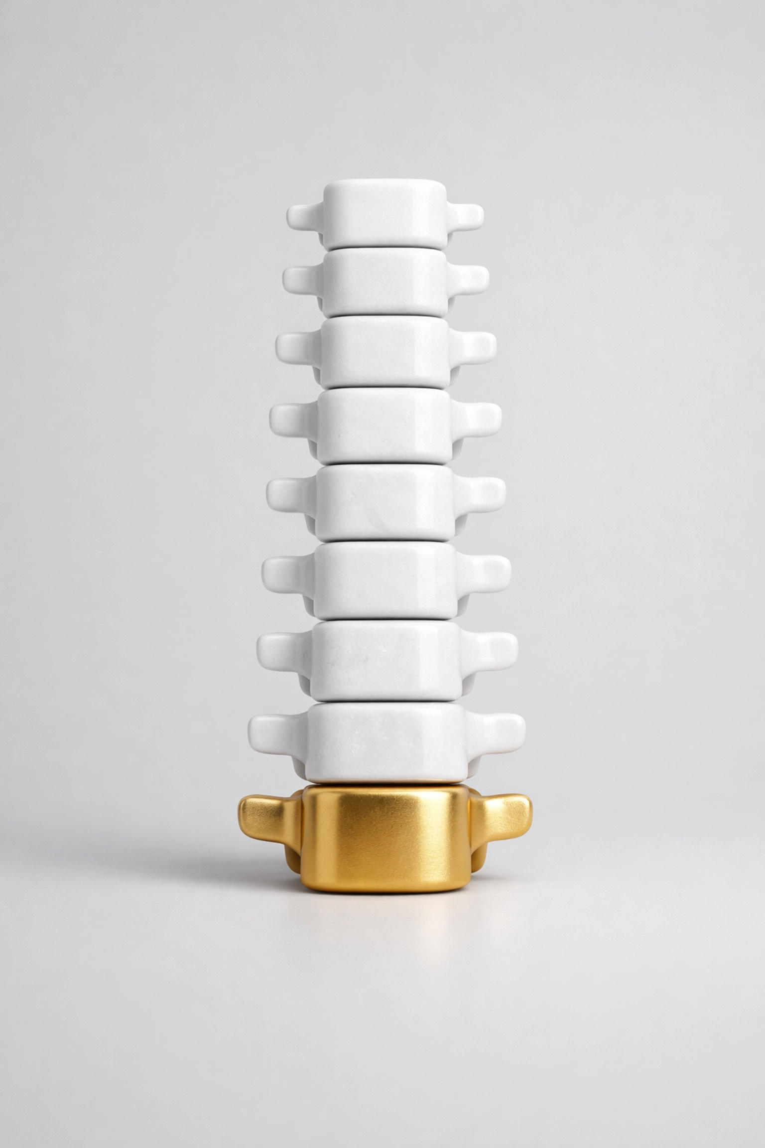 A stylized human spine with a gold-accented base representing a strong foundation-first marketing strategy.