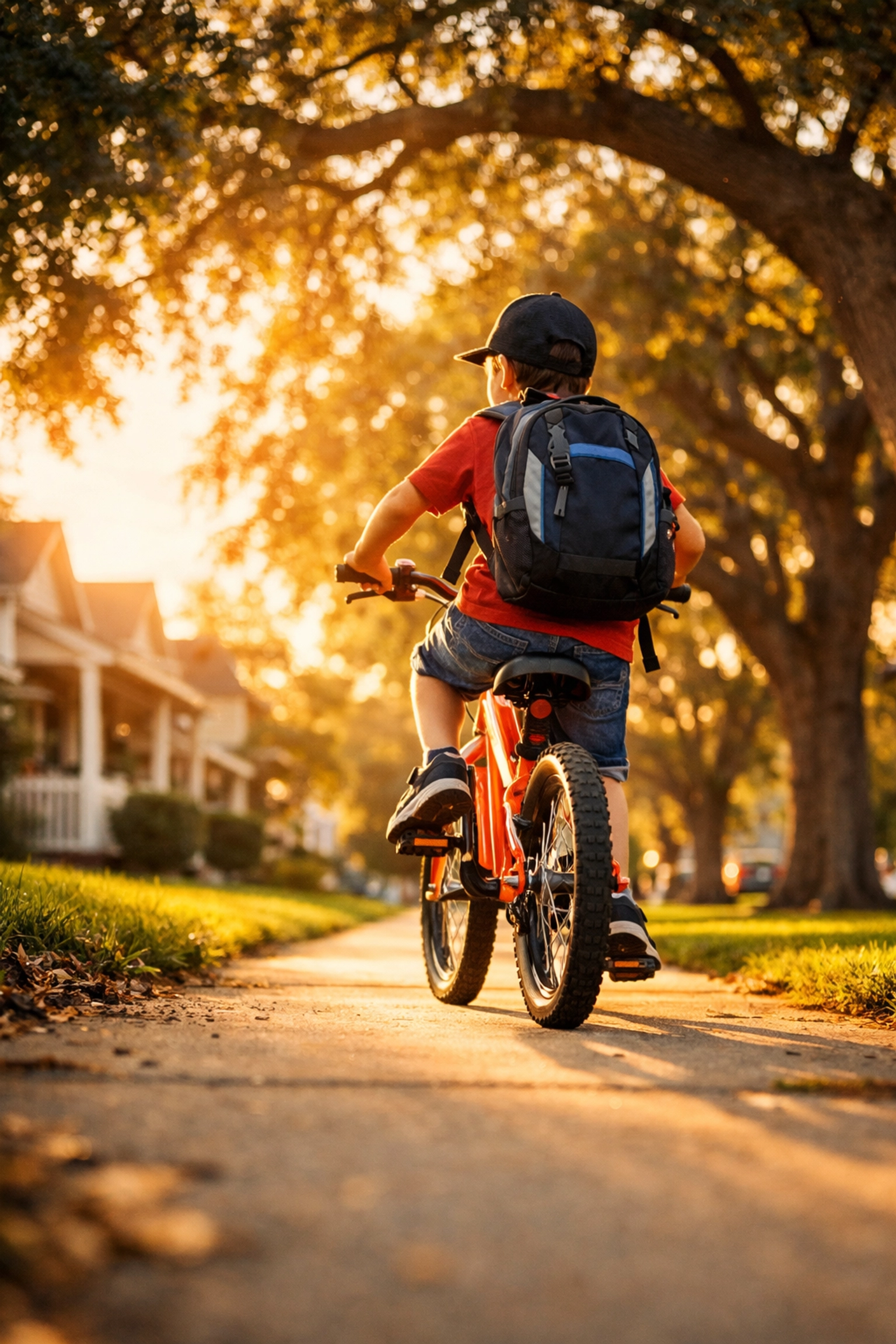 Boy riding a bike in a safe neighborhood, protected by family law Indiana and independent activity statutes.