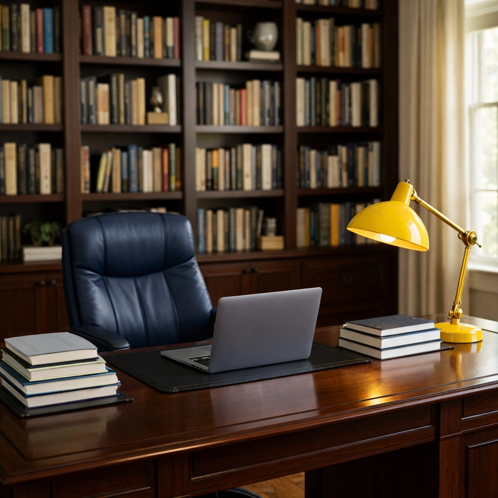 Spotless scholarly home office in Worcester MA after professional house cleaning service.