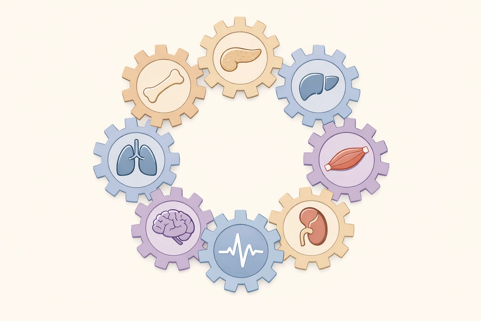Eight interconnected body systems affected by Type 2 diabetes medications