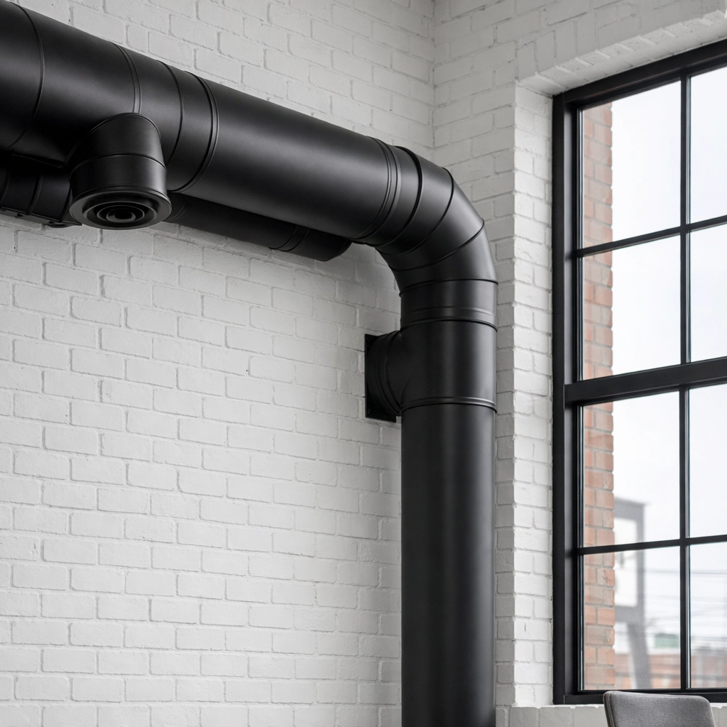 Clean HVAC vents and exposed ducts in a renovated Detroit office building, promoting better air quality.