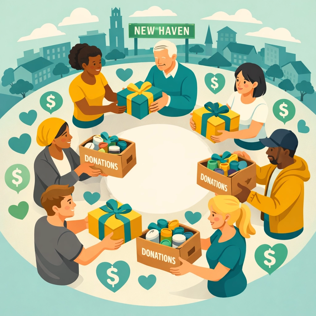 New Haven community members sharing charitable donations qualifying for new tax deduction