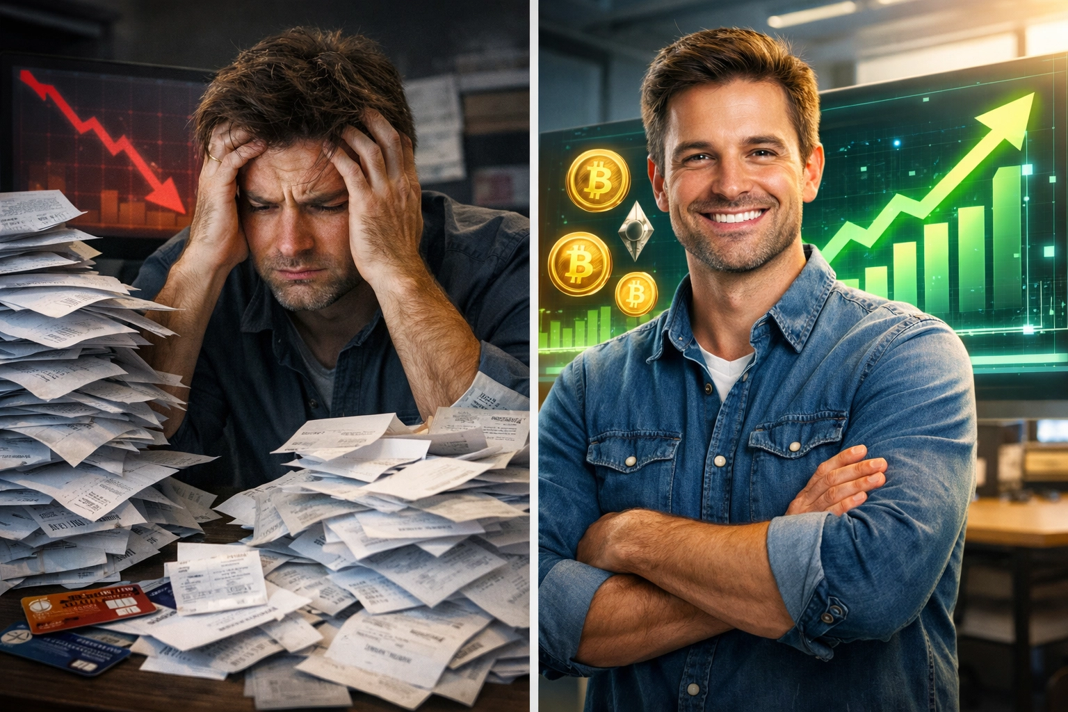 Merchant comparing traditional payment fees versus Larecoin crypto payment cost savings