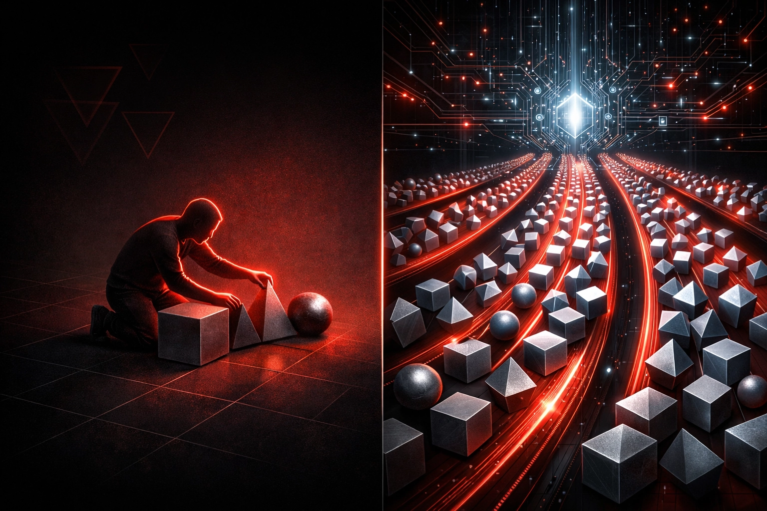 Comparison of manual lead processing versus AI automation handling thousands of leads