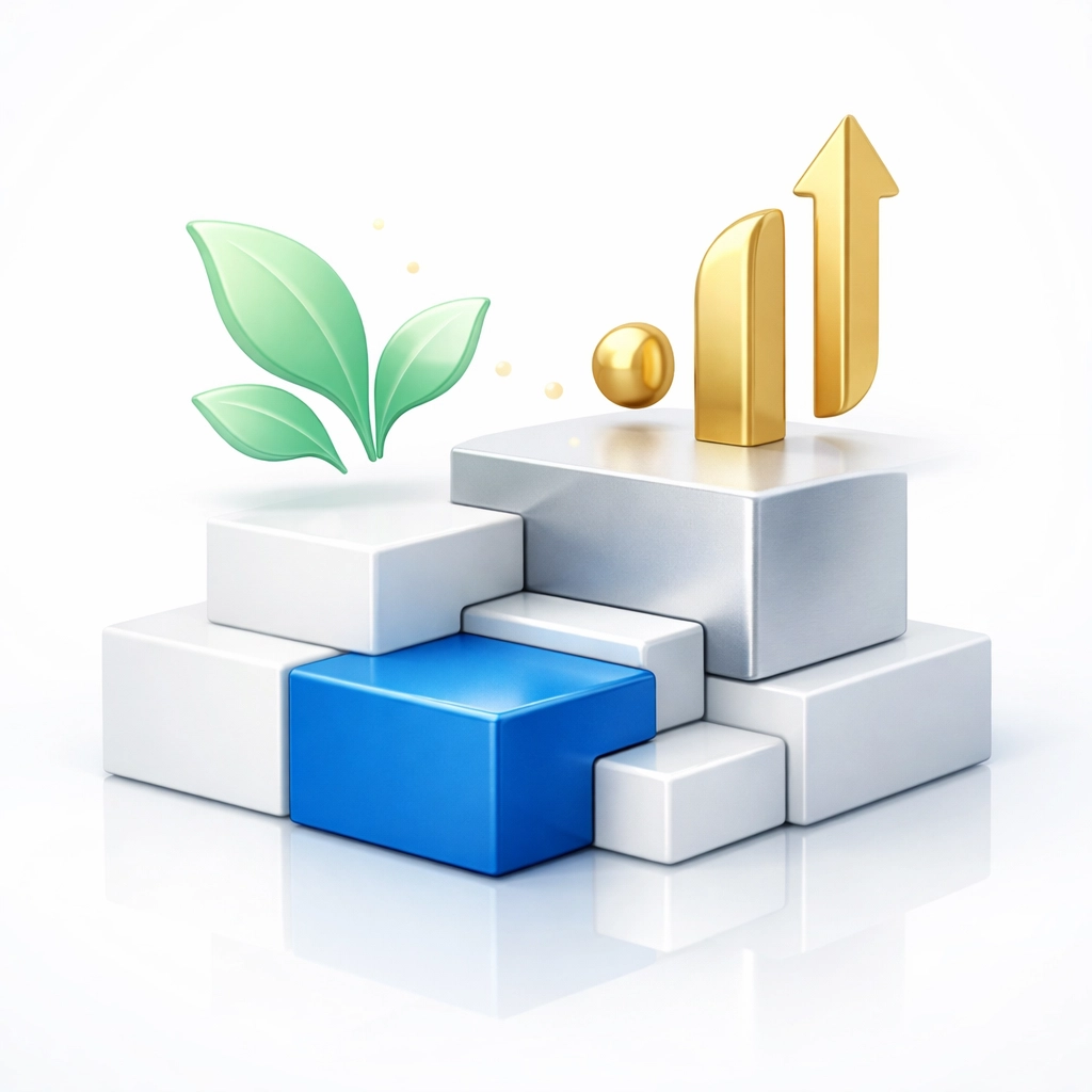 Interlocking blocks representing a secure website foundation and long-term performance growth.