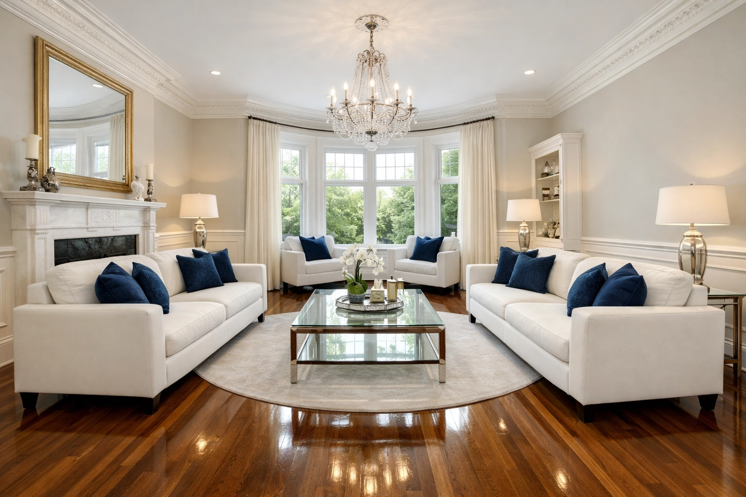 Spotless living room after a professional deep cleaning Worcester service by The Cleaning Ninjas Inc.