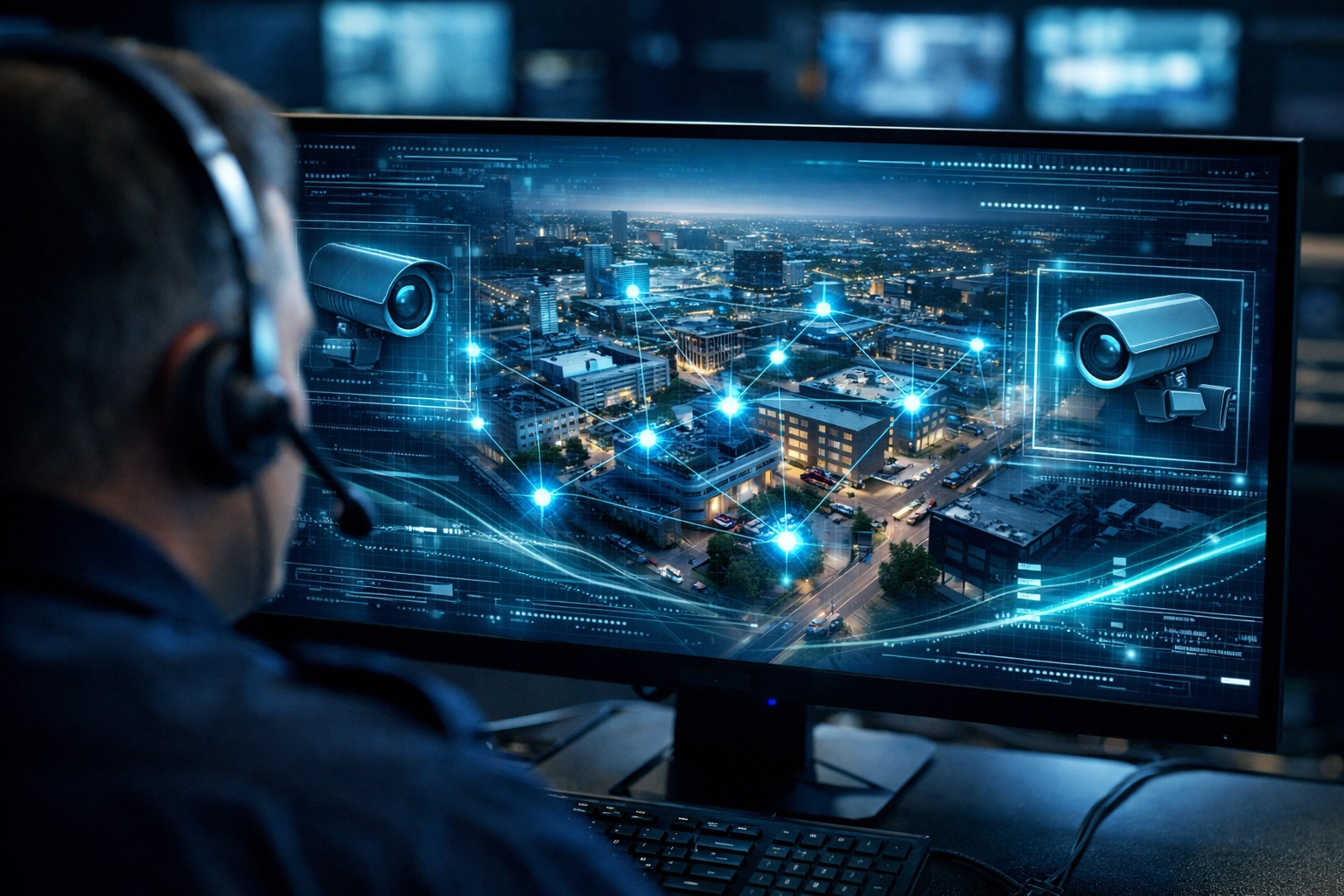 Public safety dispatcher using the 911 Camera Share initiative to monitor Genesee County business security.