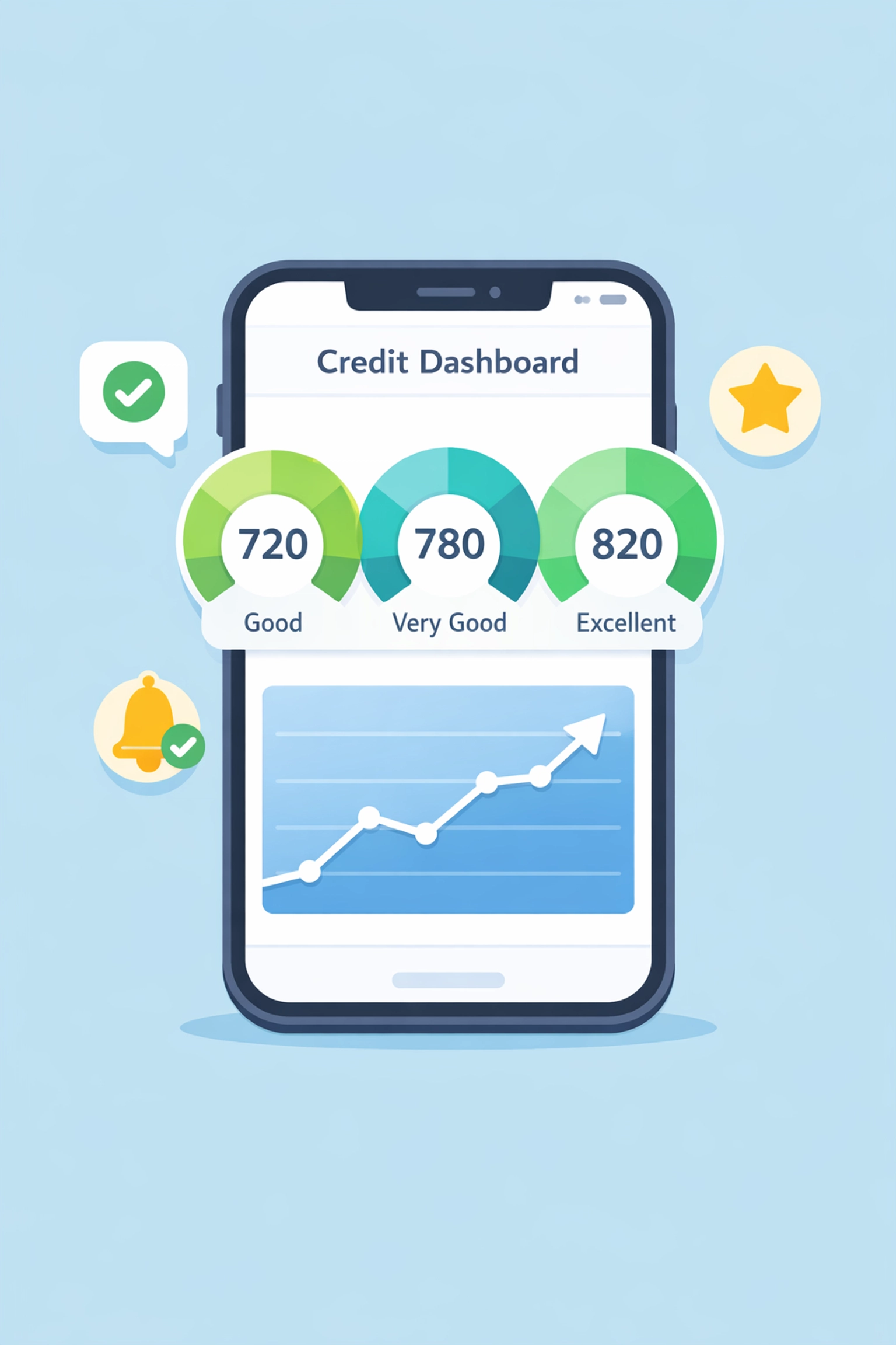 Aplicación de monitoreo de crédito mostrando progreso del score en tiempo real