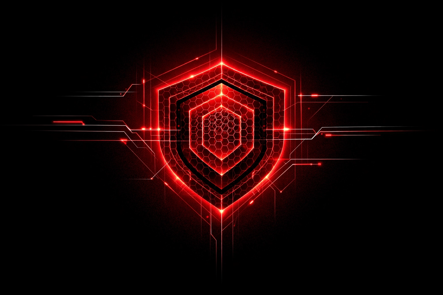 A glowing red geometric shield symbolizing security and protection for Agentic Commerce Protocol transactions.