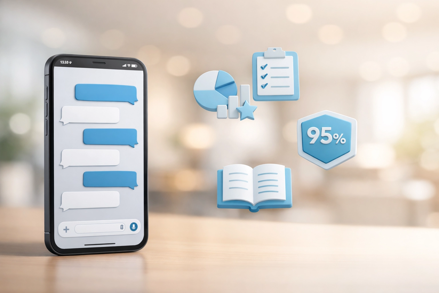 Mobile app interface displaying client messaging and quality tracking for cleaning services