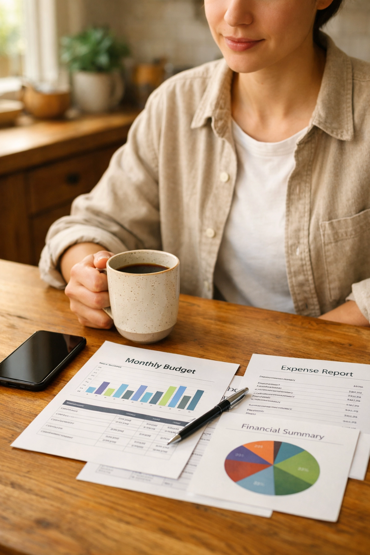 Person reviewing documents for a no credit check loan canada in a calm home kitchen.