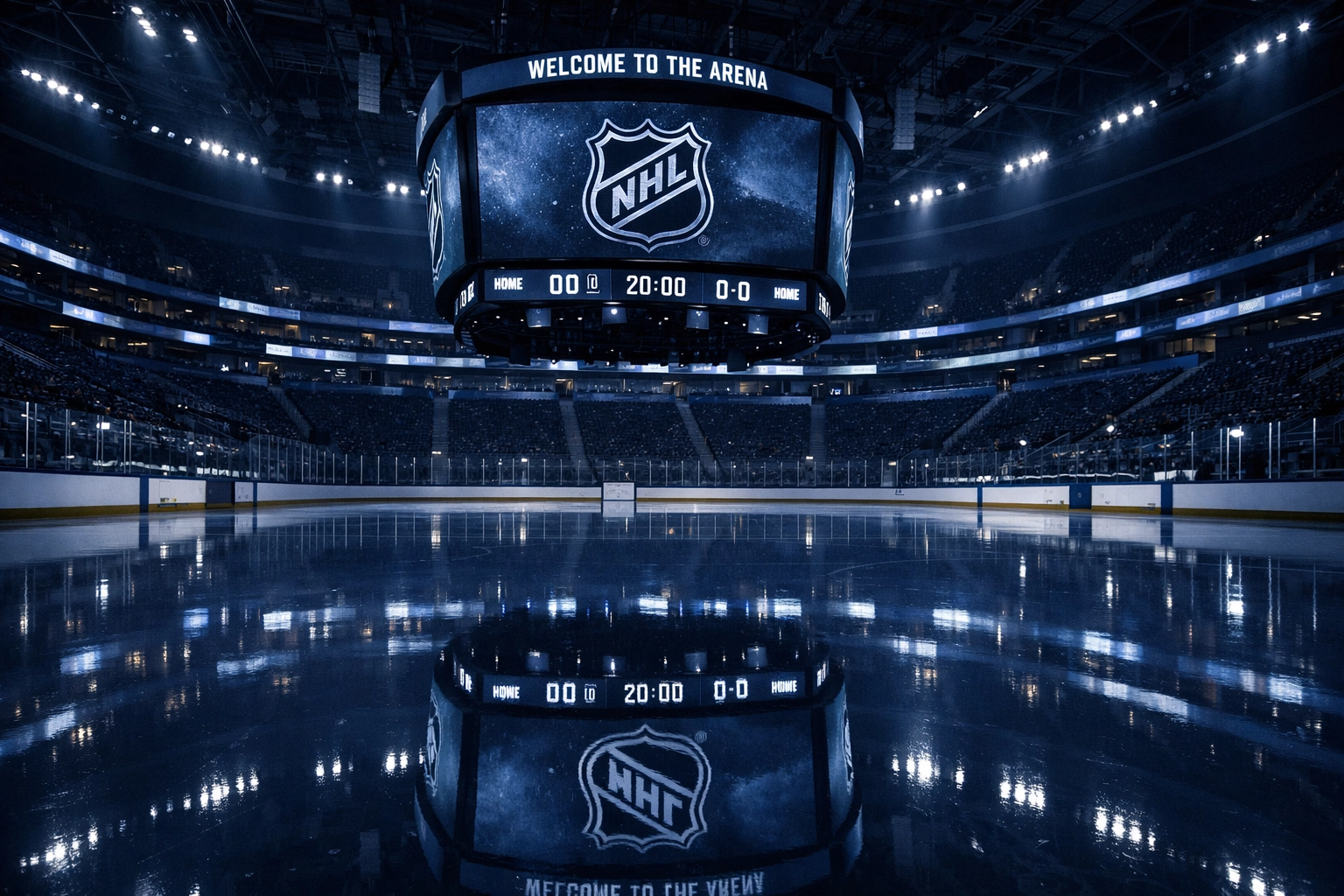 Professional hockey arena at night reflecting market value indicators for the Devils vs Capitals prediction.