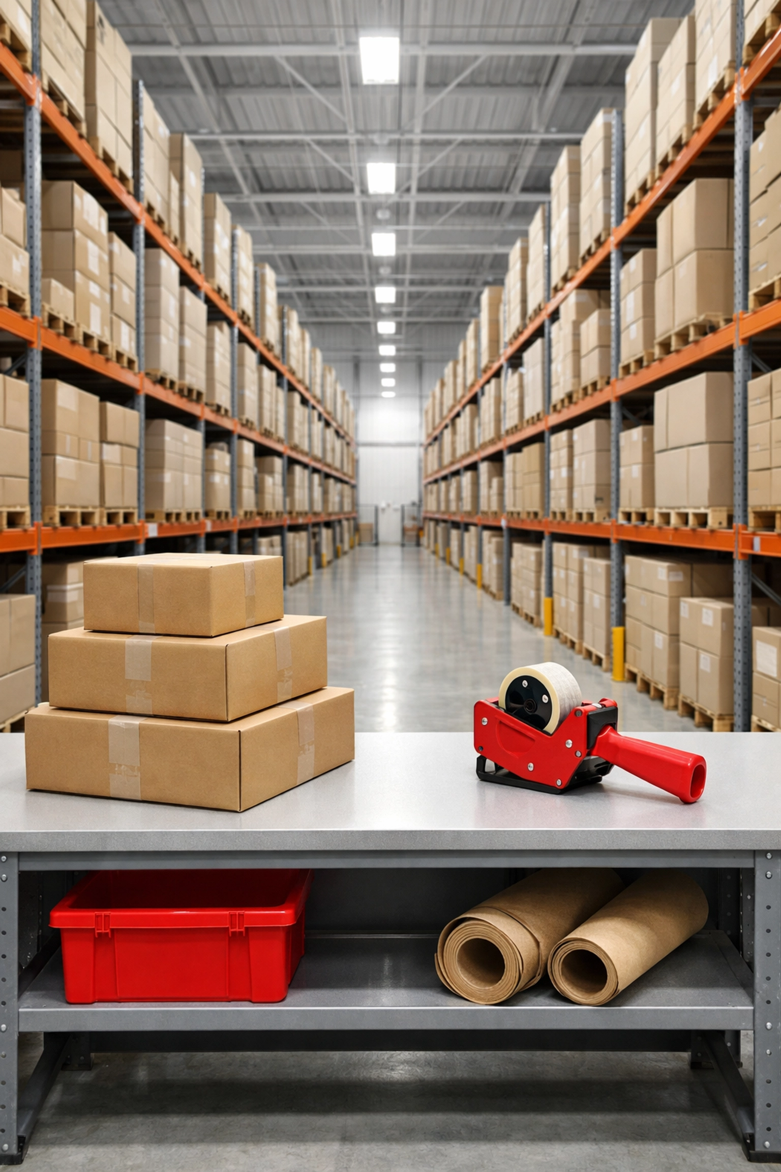 Organized pallet racking inside a Hertford warehouse and fulfilment center for professional inventory management.